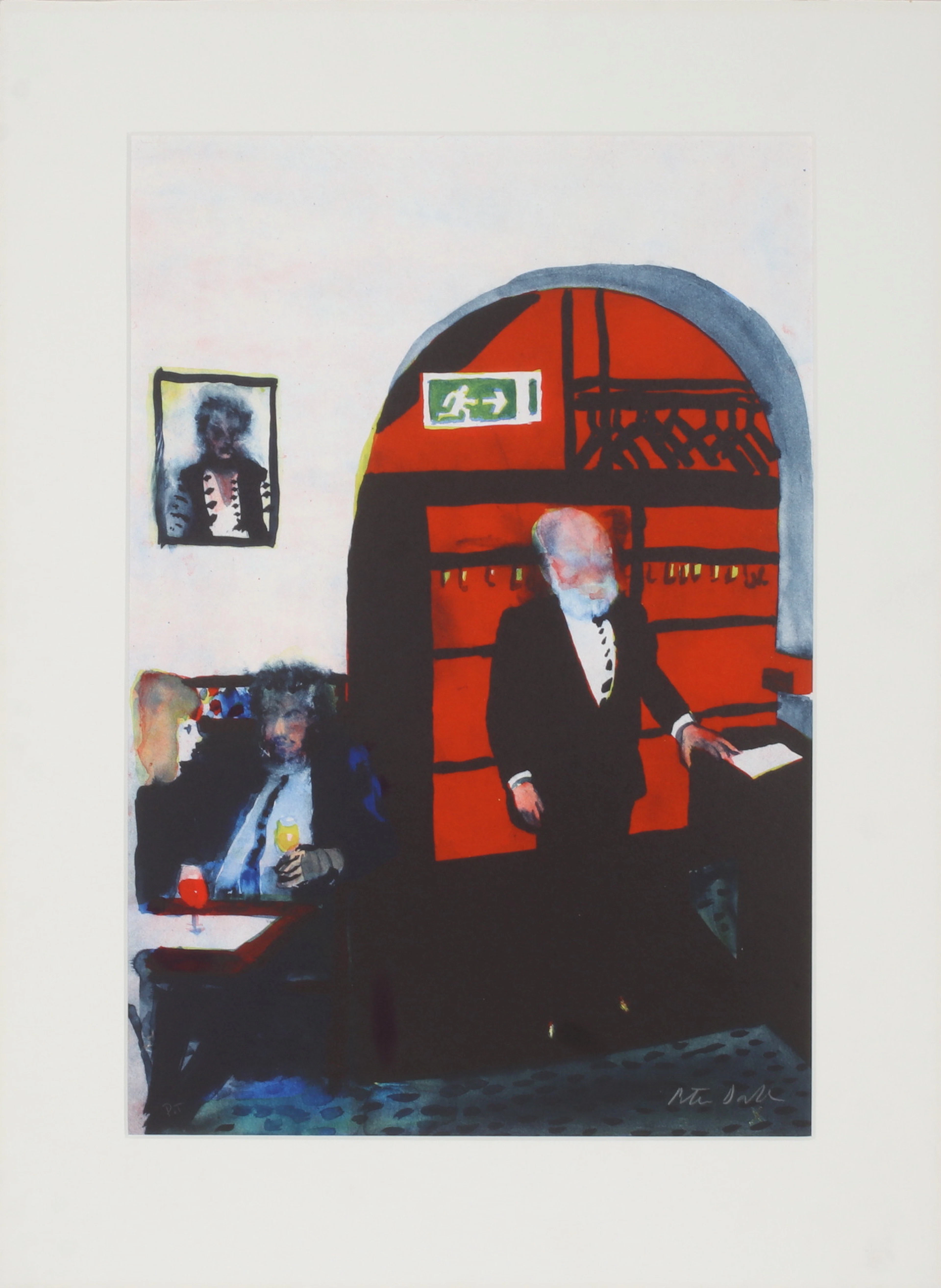 PETER DAHL. "Isbjörnstämjaren", färglitografi, ur mappen "Resturang