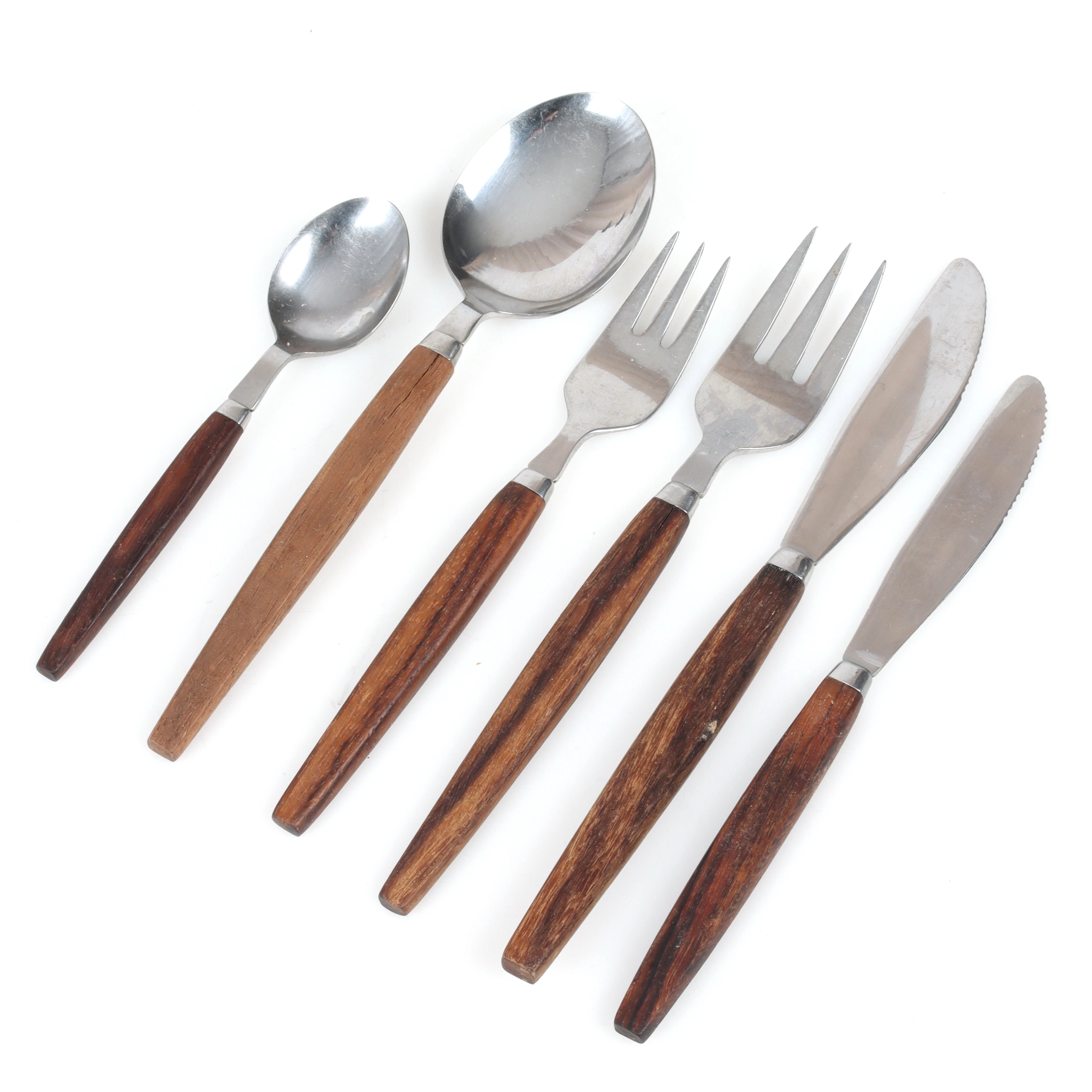 BESTICKSDELAR, 45 st, stål och teak, 1950/60-tal.