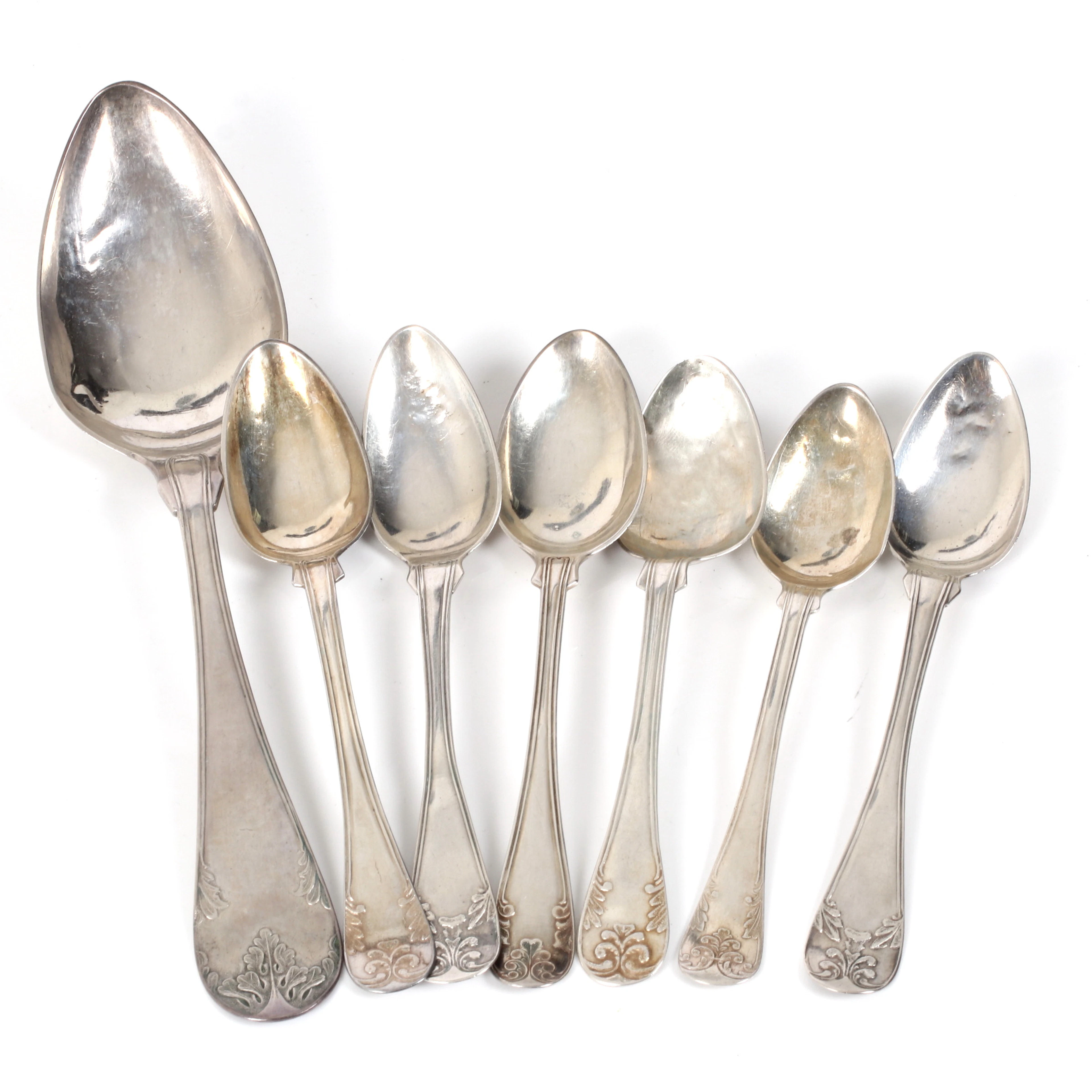 SKEDAR 7 st silver, "Franska liljan", mestadels 1800-talets andra