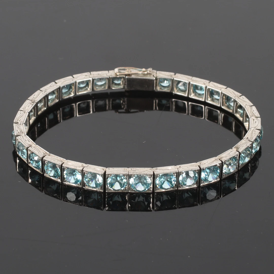 ARMBAND, Sterling silver, med Kubic Zirkoner. 1900-tal.