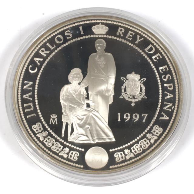 SILVERMEDALJ, 925/1000, 10 000 Peseta, Juan Carlos I, Spanien. 1997.