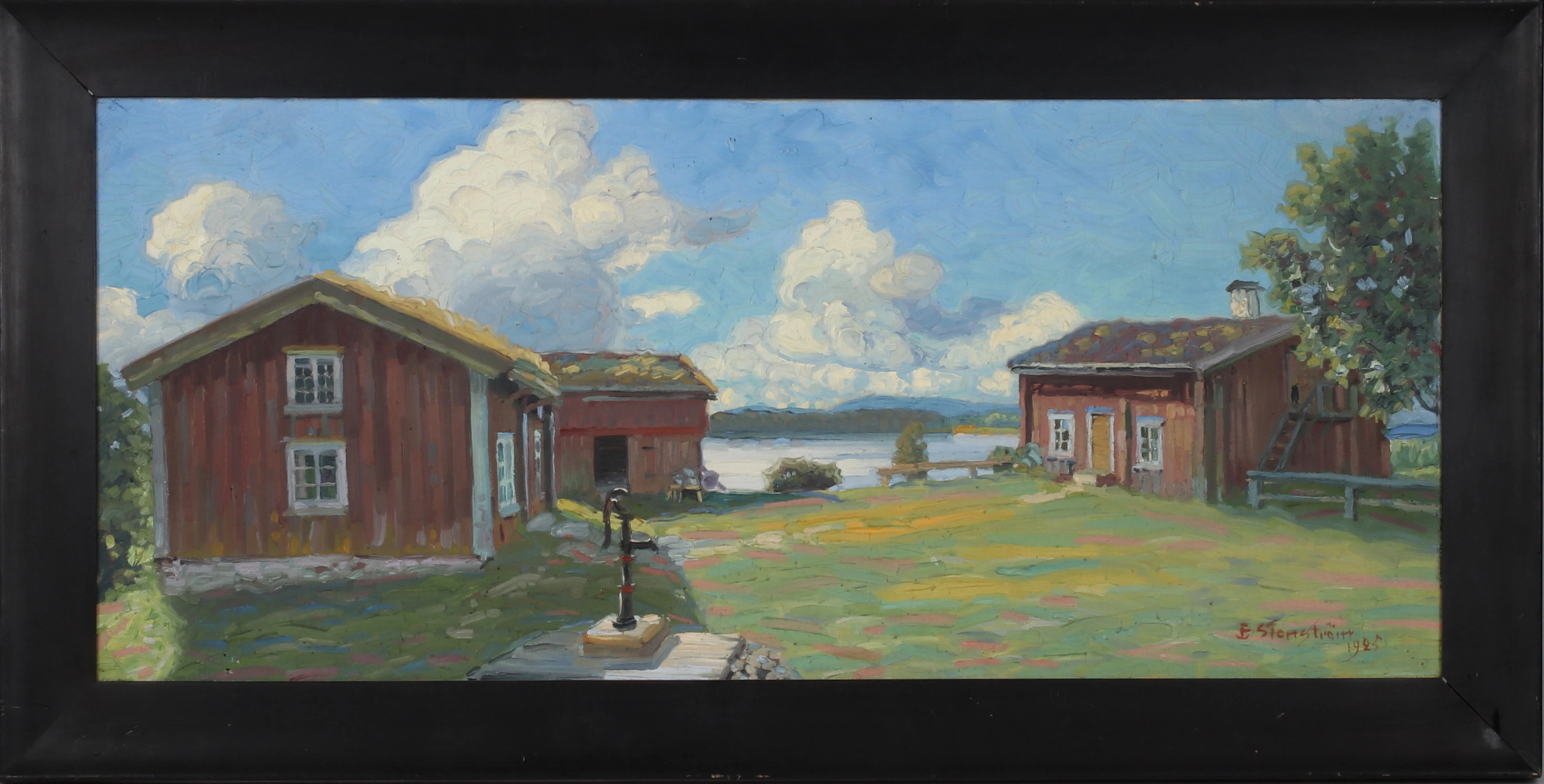 JOHAN EDWARD STENSTRÖM. Vid gården, olja på duk, signerad.