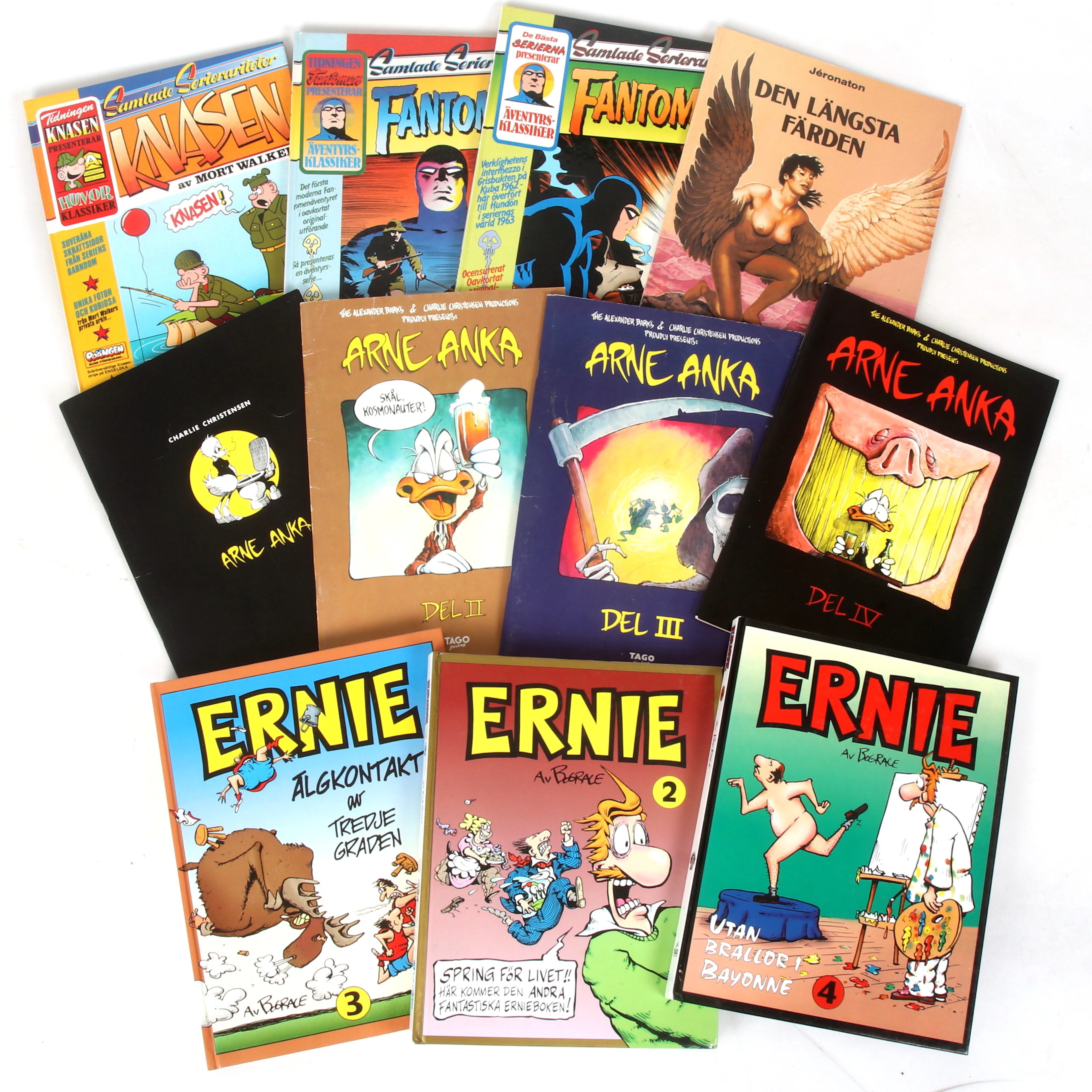 SERIEALBUM, 10 st, Arna Anka, Knasen, Ernie, Fantomen, mfl.