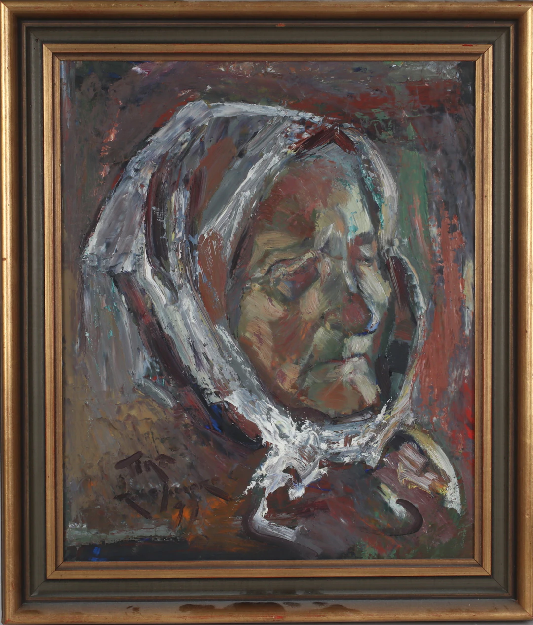 RUNE SIGVARD. "Tina", olja på pannå, signerad.