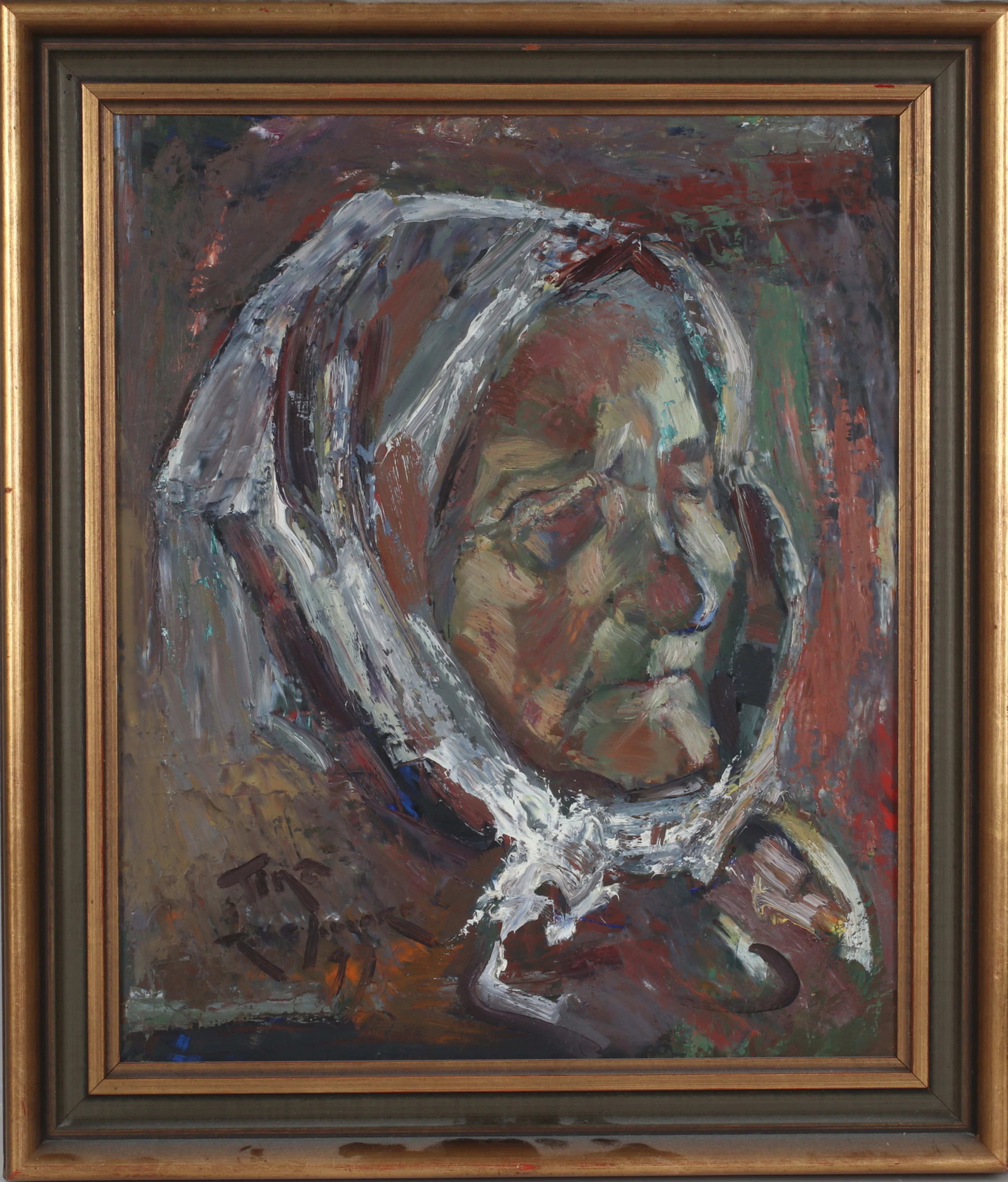RUNE SIGVARD. "Tina", olja på pannå, signerad.