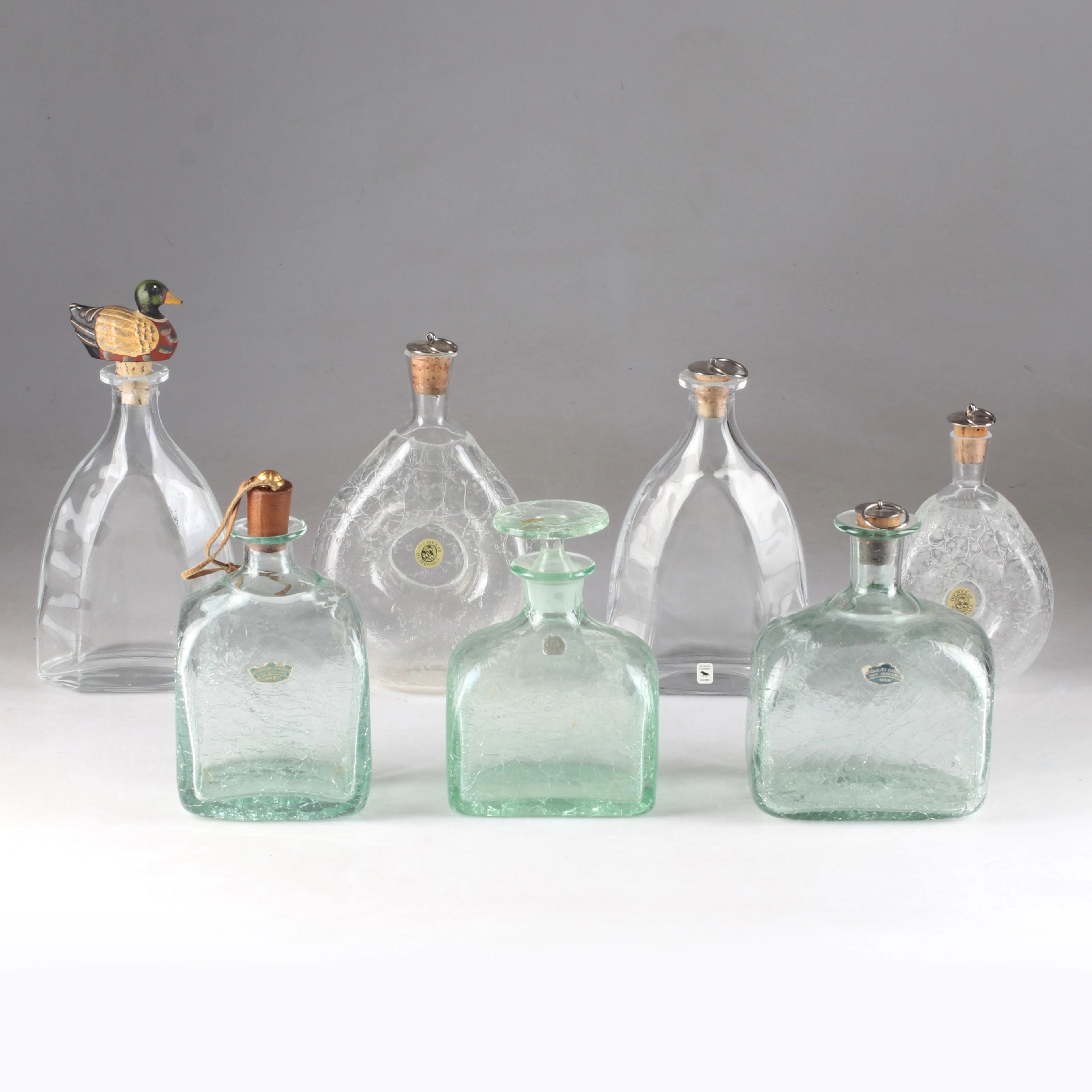 PLUNTOR, 7 st, glas, Skansen, Tre Bockar, Älghults Glasbruk. 1900-tal.