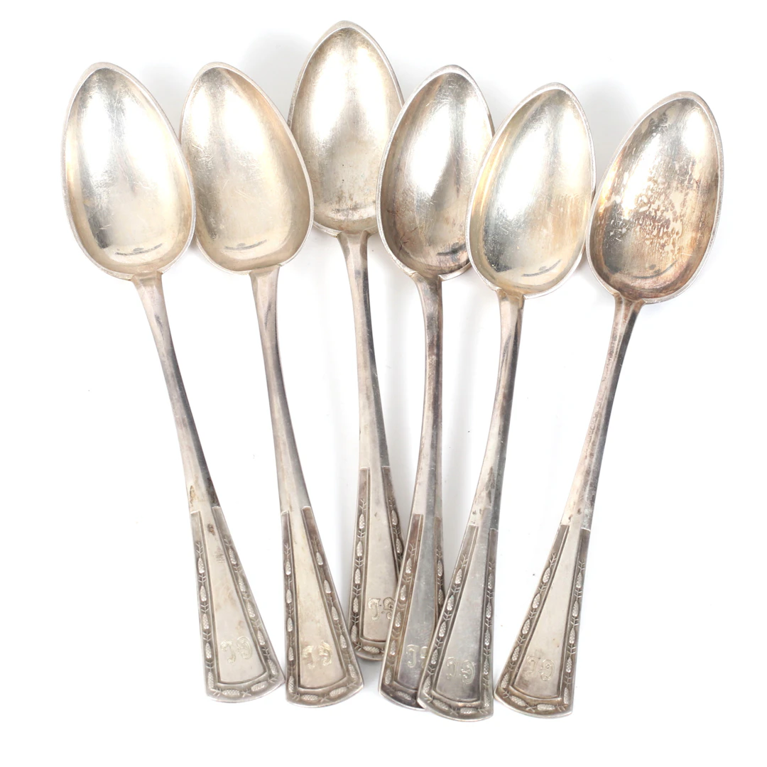 KAFFESKEDAR, 6 st, silver, 813, Vikt 170 gram.