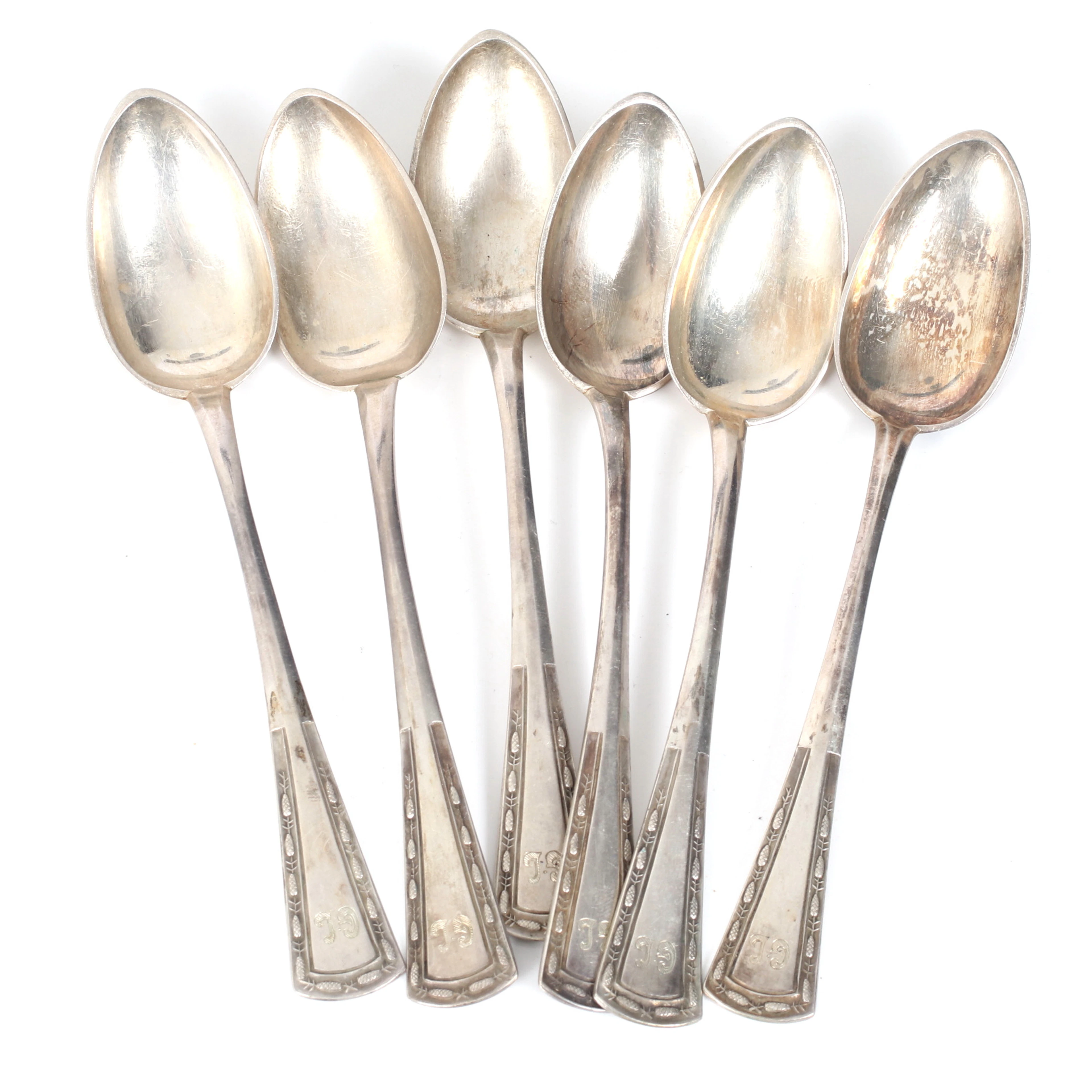 KAFFESKEDAR, 6 st, silver, 813, Vikt 170 gram.