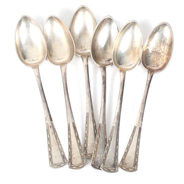KAFFESKEDAR, 6 st, silver, 813, Vikt 170 gram.