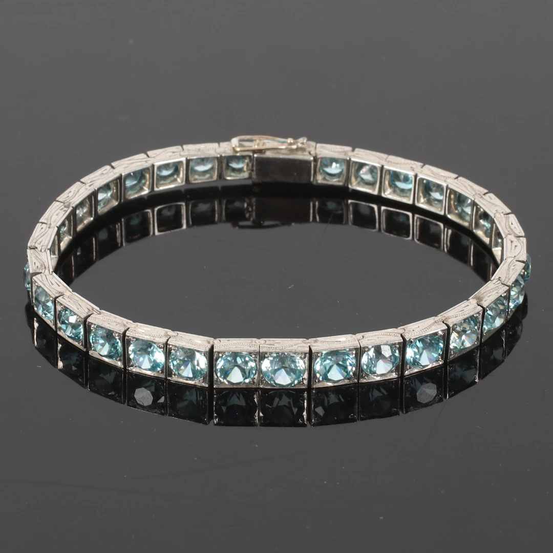 ARMBAND, Sterling silver, med Kubic Zirkoner. 1900-tal.