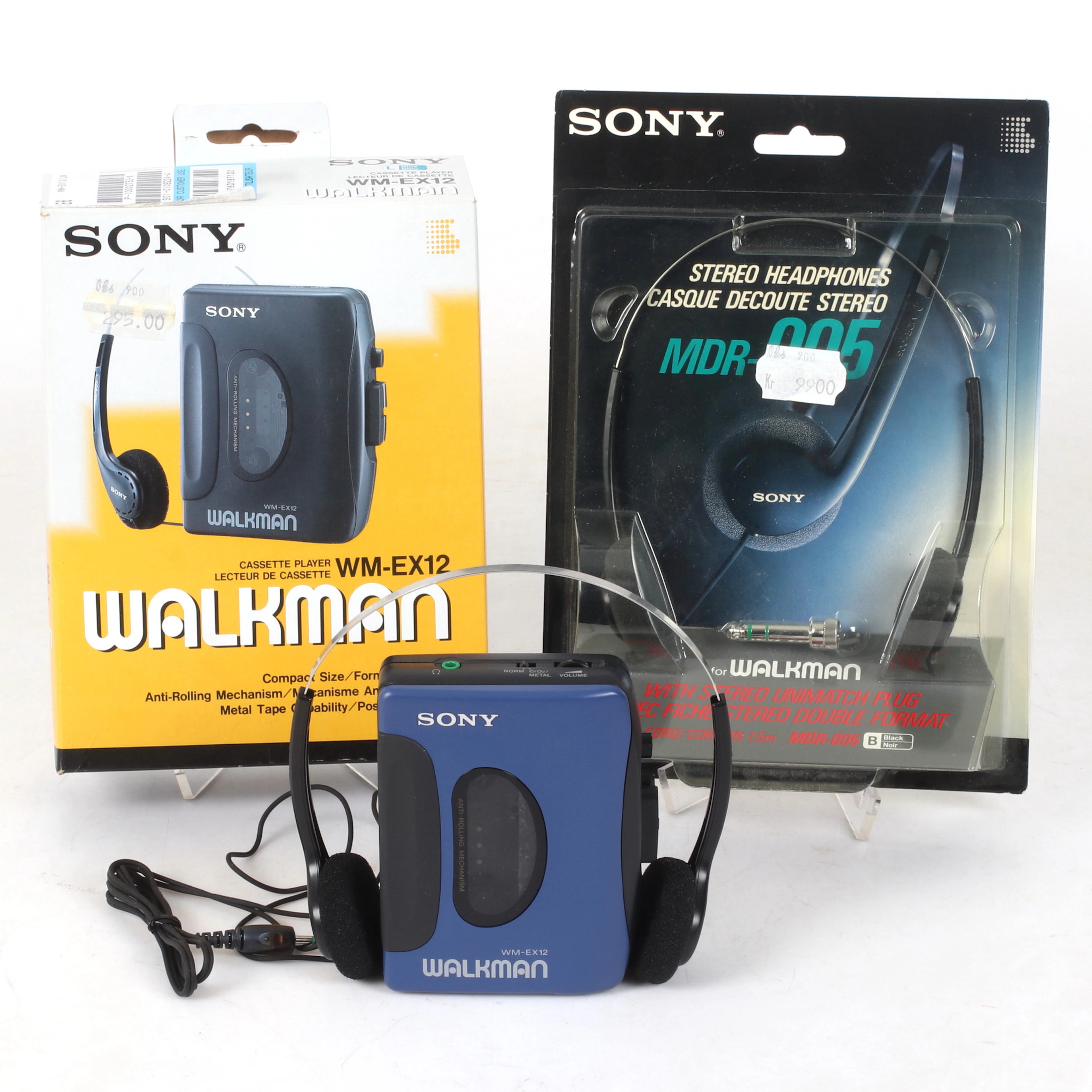 WALKMAN, modell "WM-EX12", samt hörlurar, Sony, Malaysia, 1991.