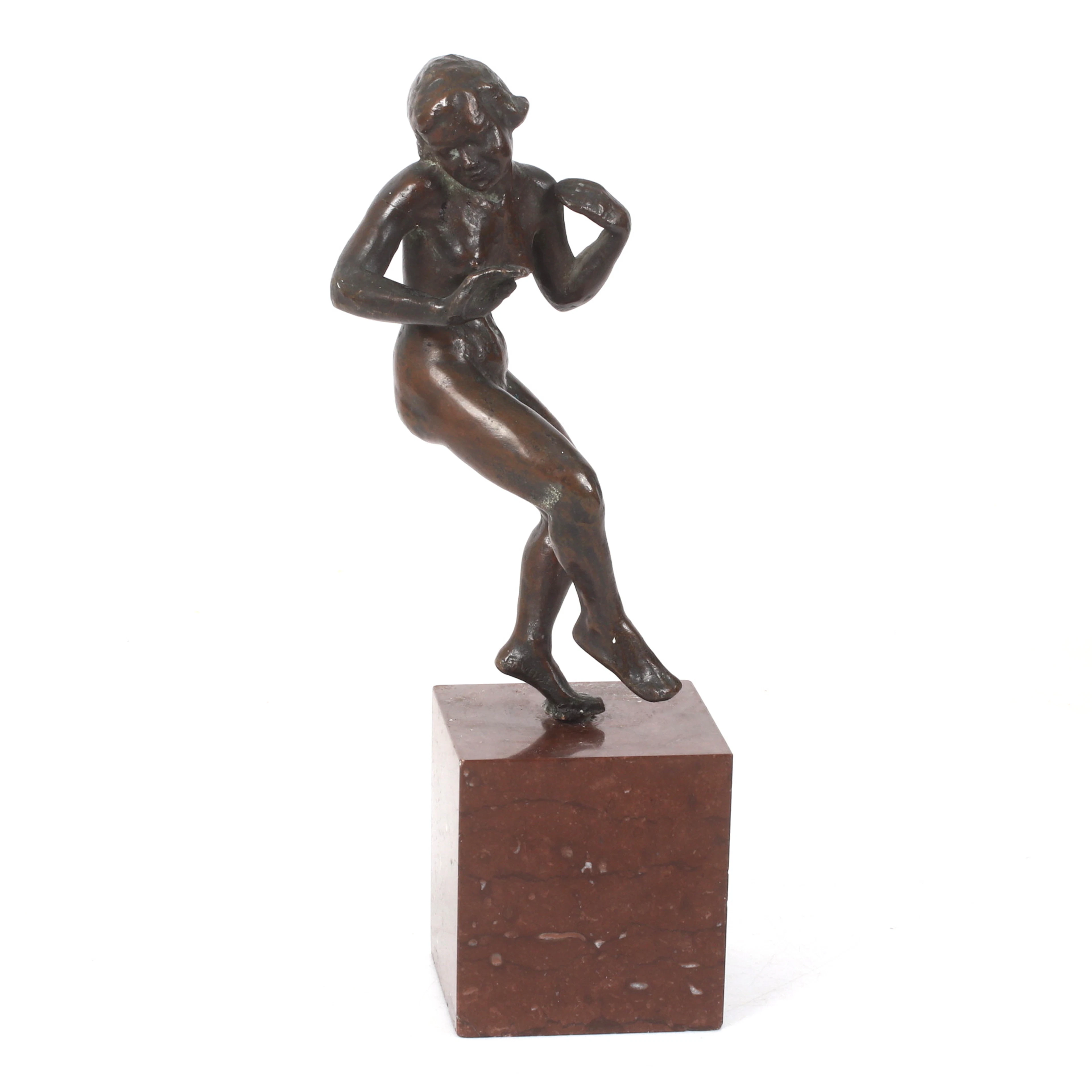 SKULPTUR, dansande kvinna, brons, sten. Signerad G. Weisse.