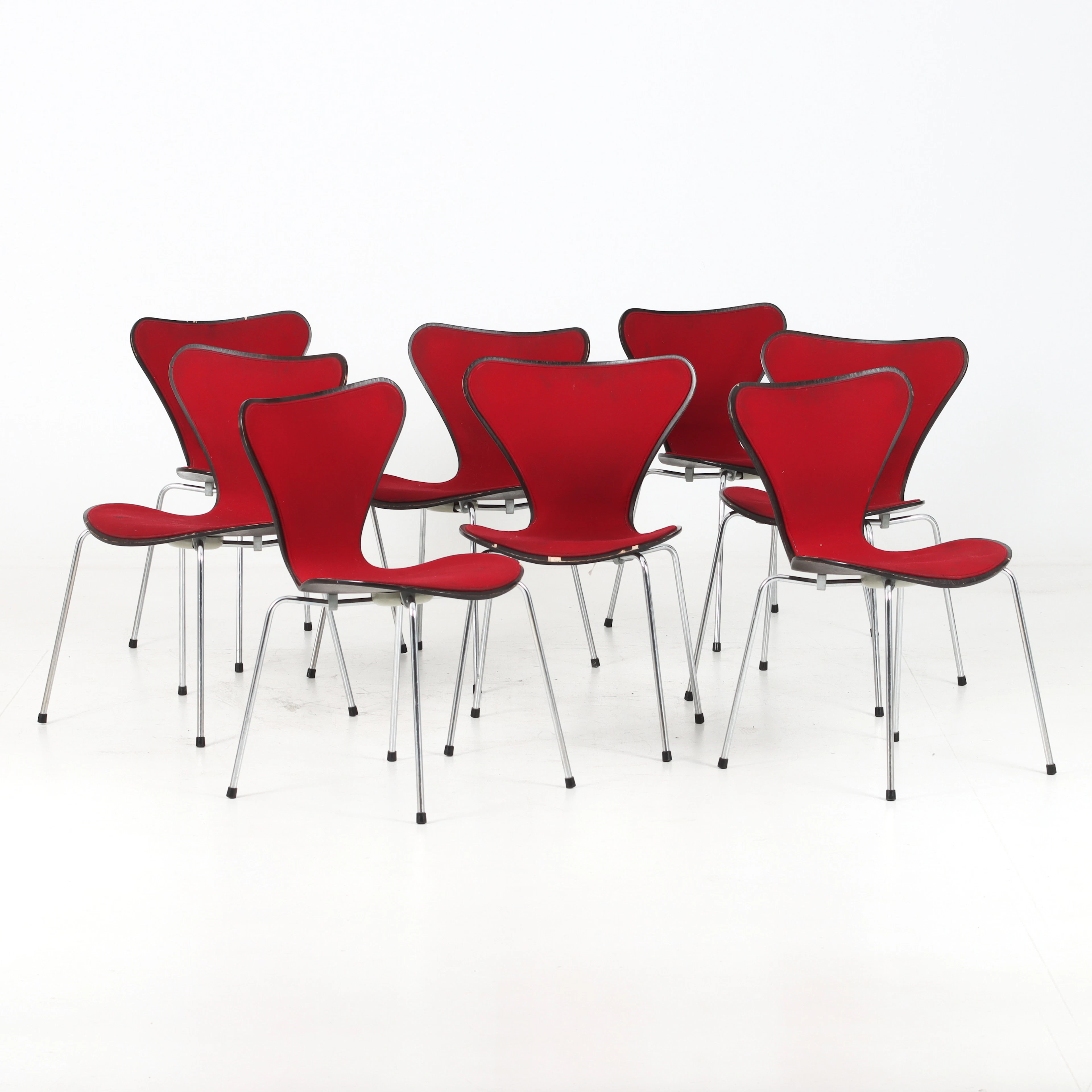 ARNE JACOBSEN. Stolar 6 st, , "Sjuan" Fritz Hansen, Danmark, 1970-tal.