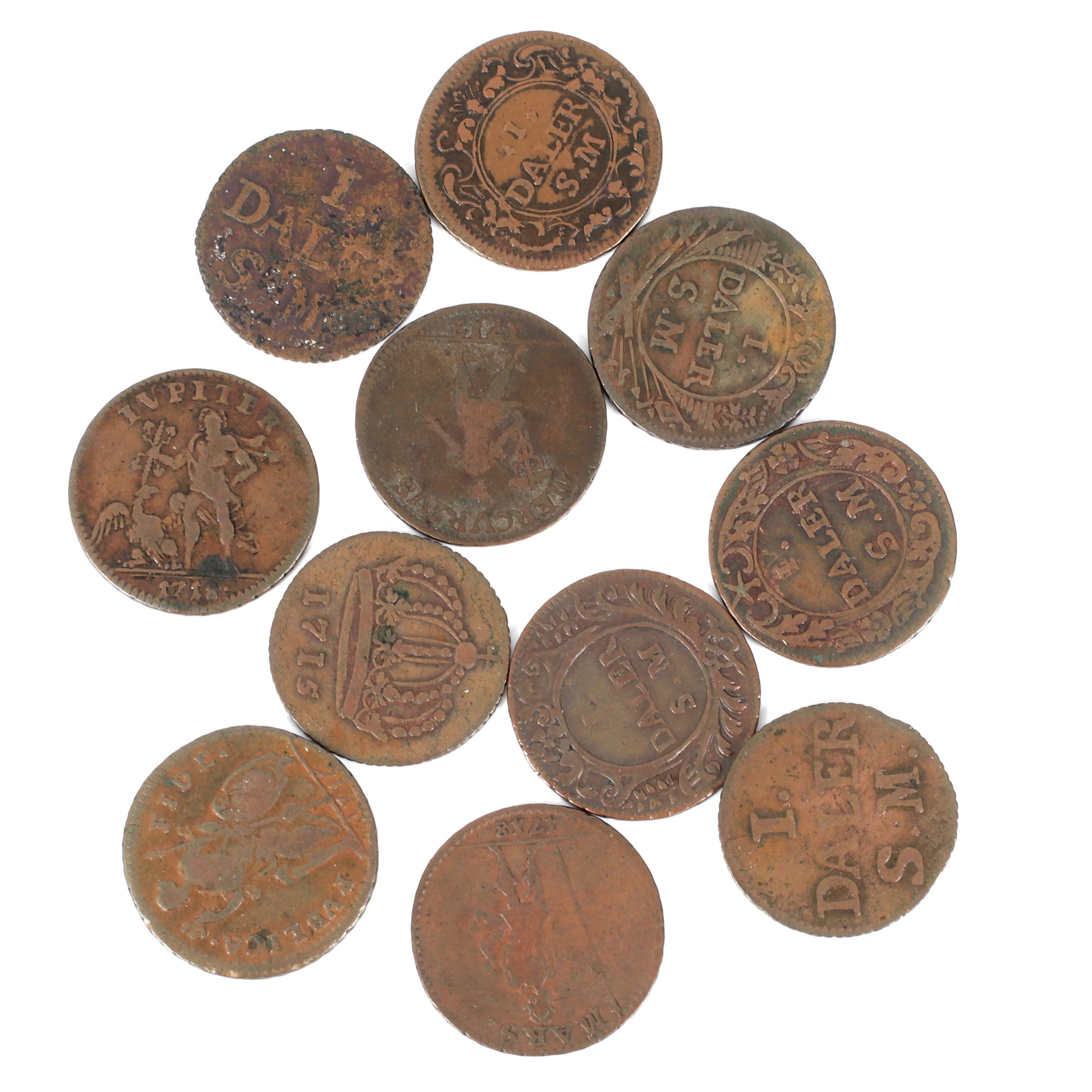 KOPPARMYNT, 11 st, Sverige, 1 Daler SM (nödmynt), 1700-tal.