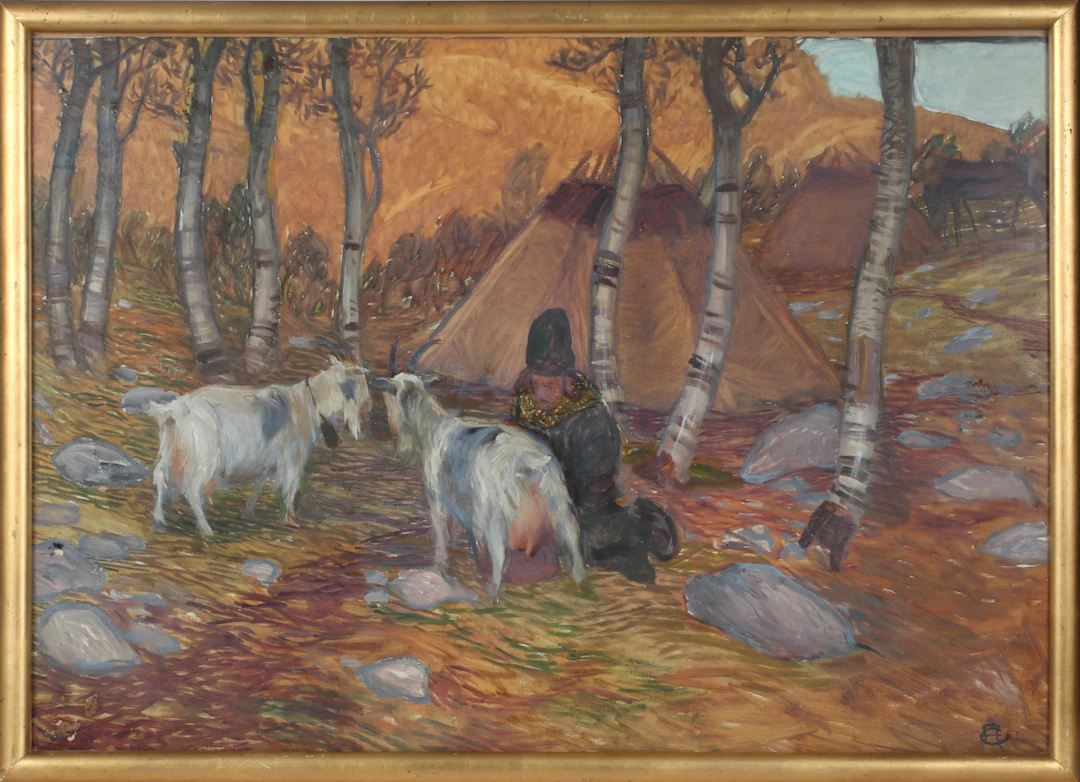 ELIS ÅSLUND. "Fattiglappen", olja på dukpannå, monogramsignerad.
