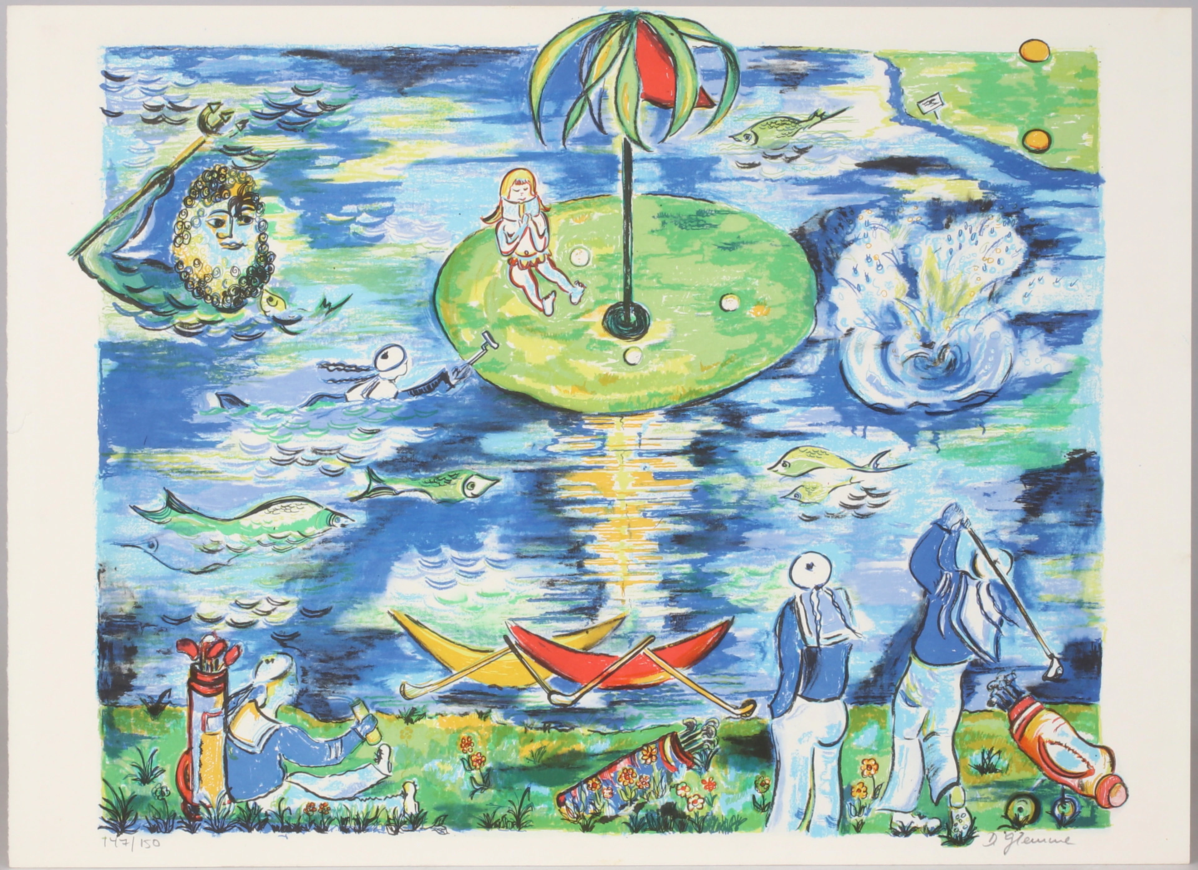 DAGMAR GLEMME. Golfbanan, litografi, signerad och numrerad 147/150.
