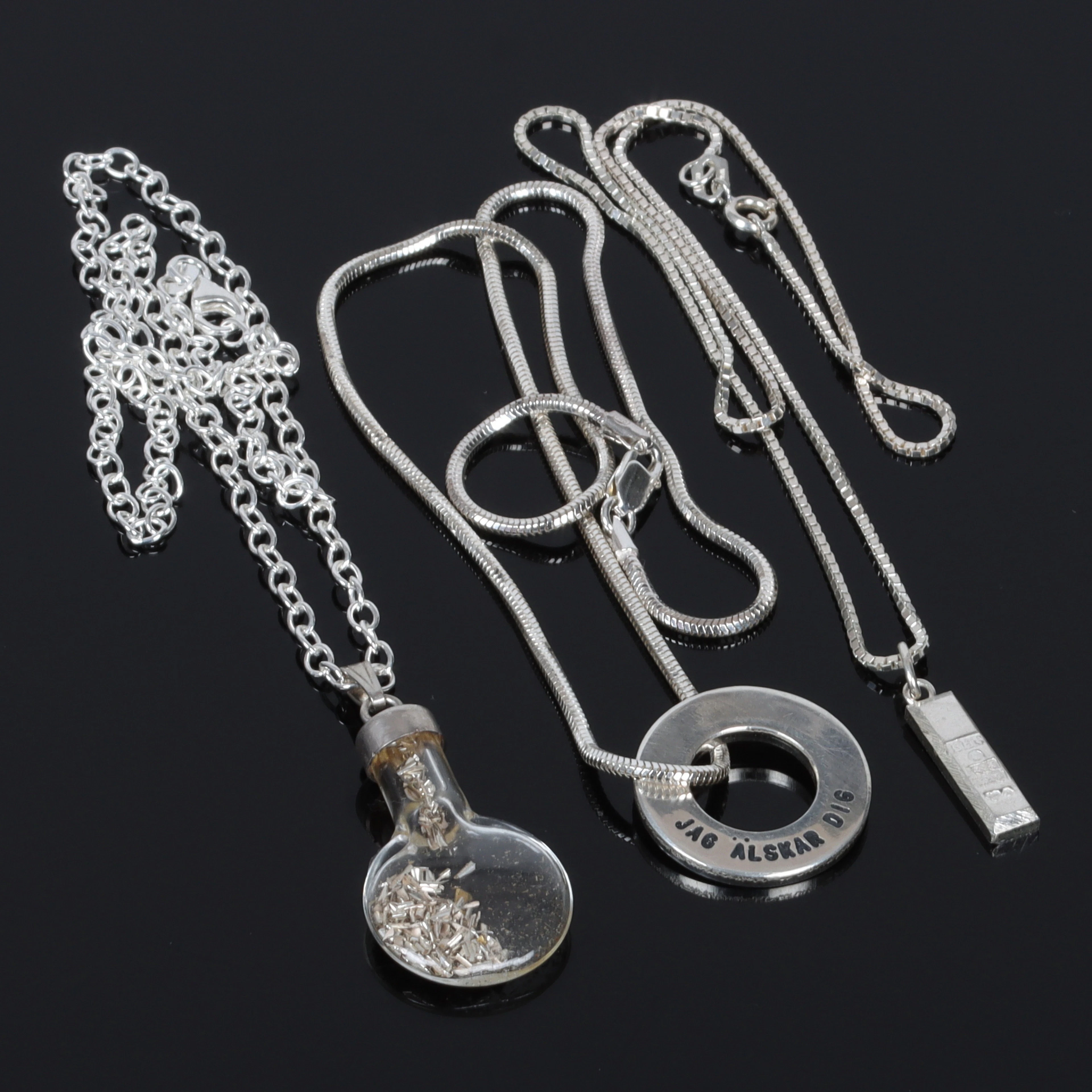 HÄNGEN, 3 st, sterlingsilver, Bröderna Hedens Guldsmeds AB, Stockholm, 1984.