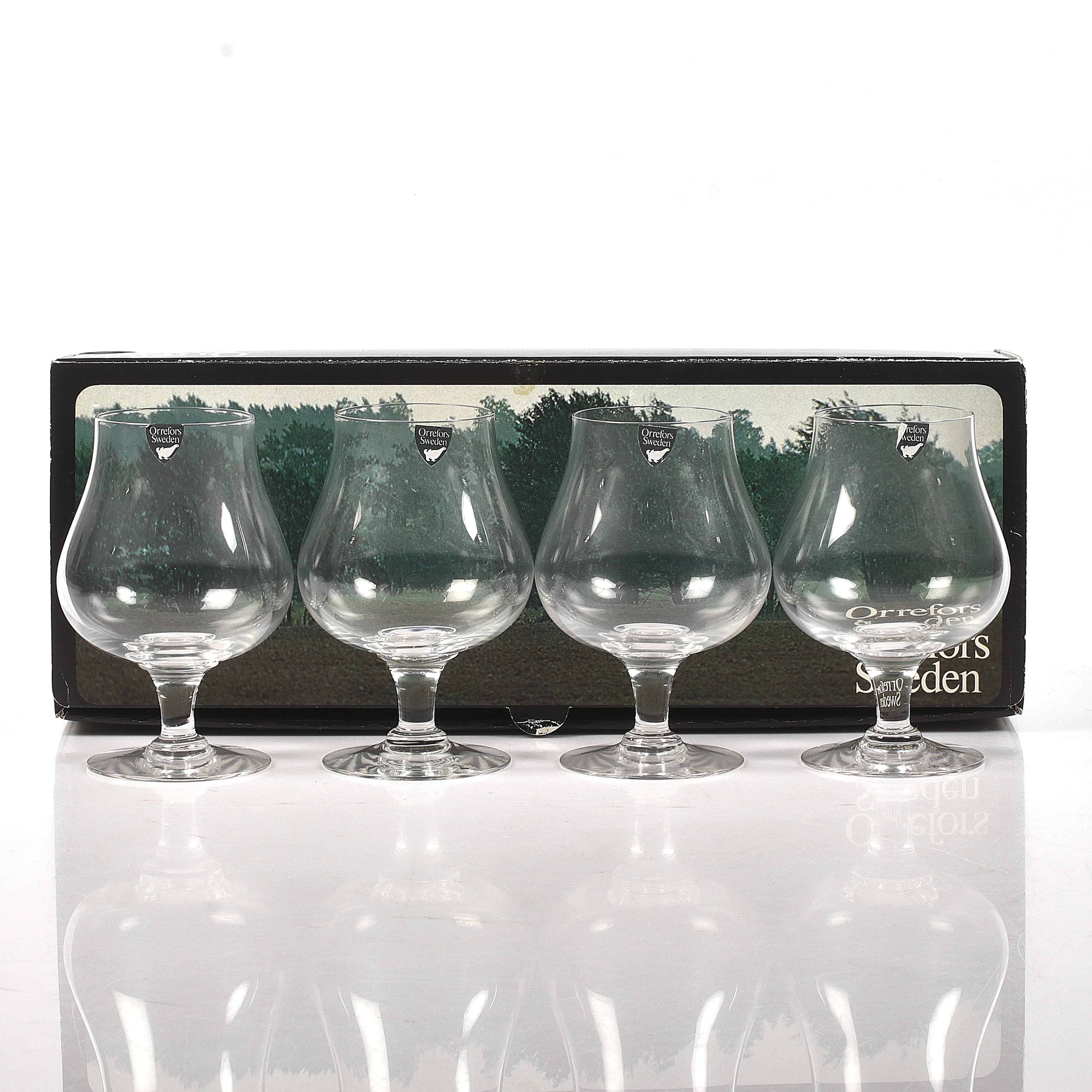 ILS LANDBERG. Cognacskupor, 4 st, glas, "Arne", Orrefors.