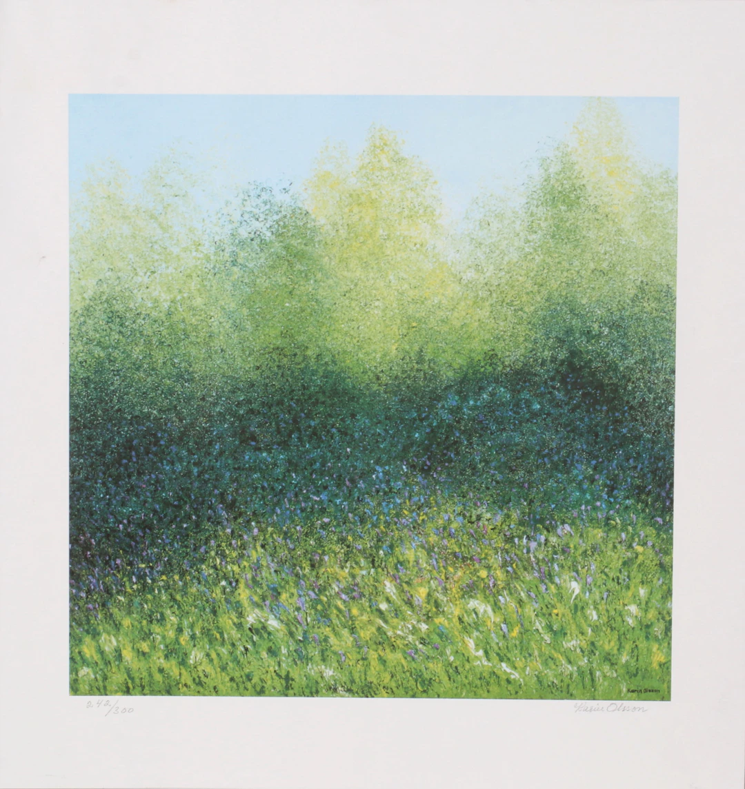 KARIN OLSSON. Blomsteräng, tryck, signerad och numrerad 242/300.
