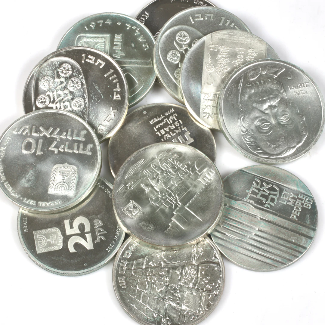 SILVERMYNT. 900/1000, 12 st. bl.a. 10 Lirot, Israel. 1967-1982.