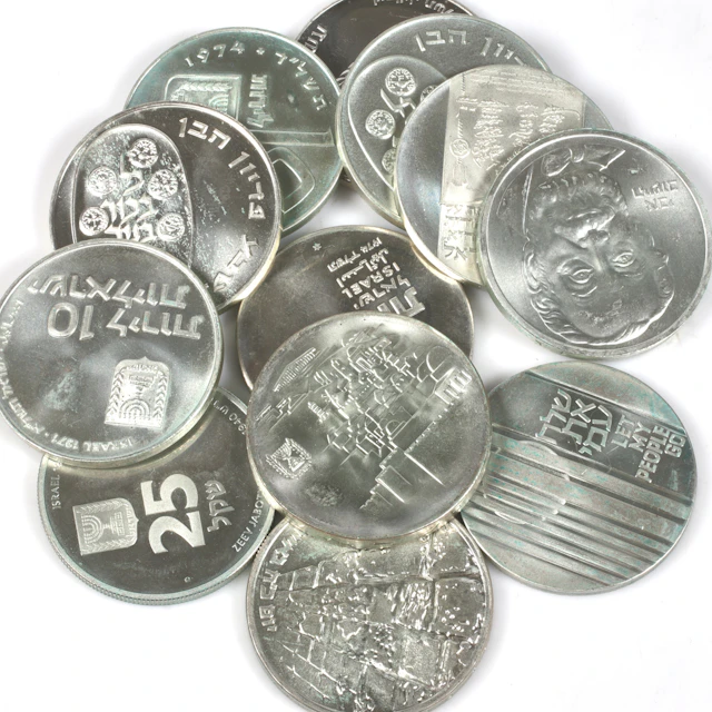 SILVERMYNT. 900/1000, 12 st. bl.a. 10 Lirot, Israel. 1967-1982.