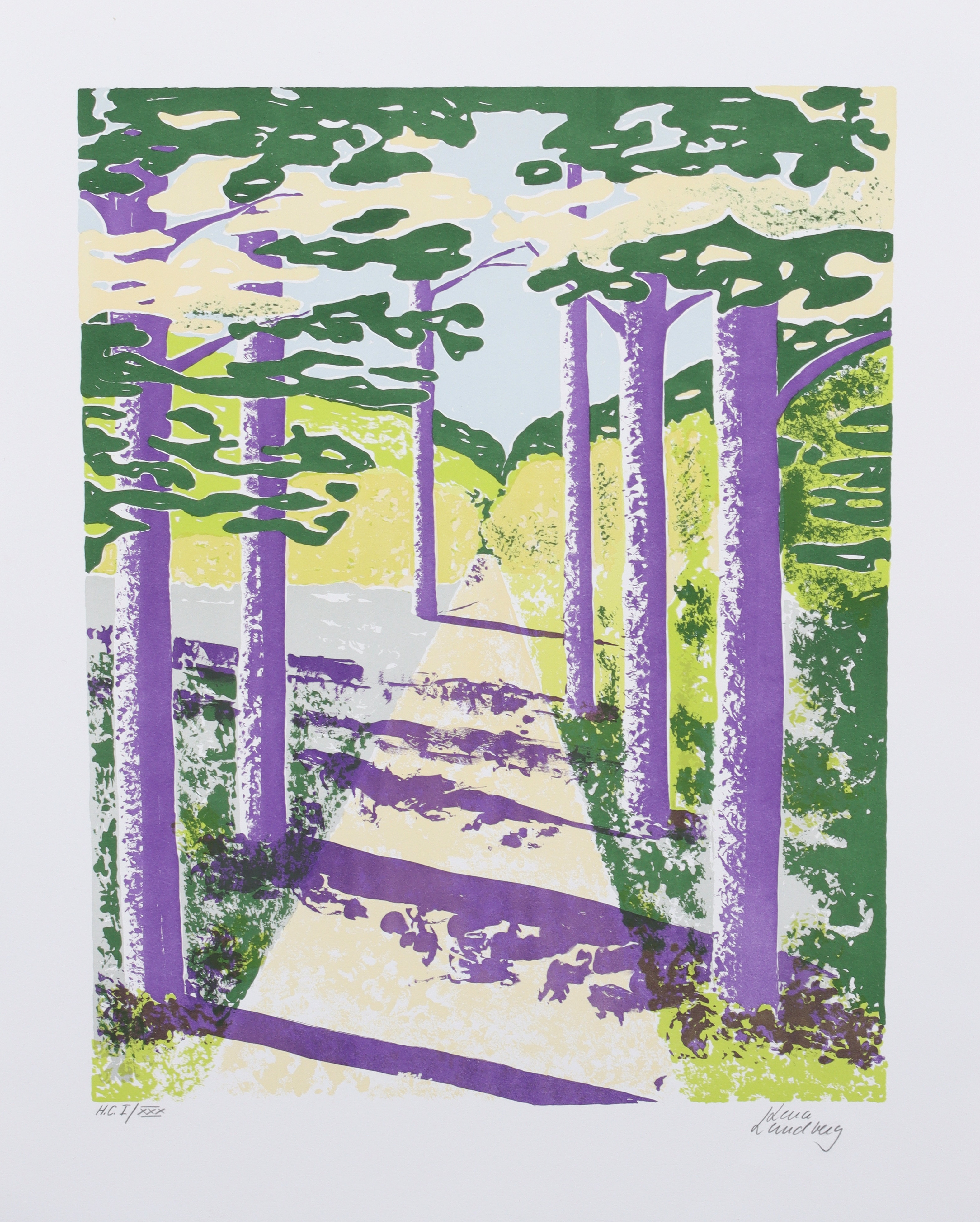 LENA LUNDBERG. "Lotsstigen i Haraskär", färglitografi, signerad H.C.-upplaga
