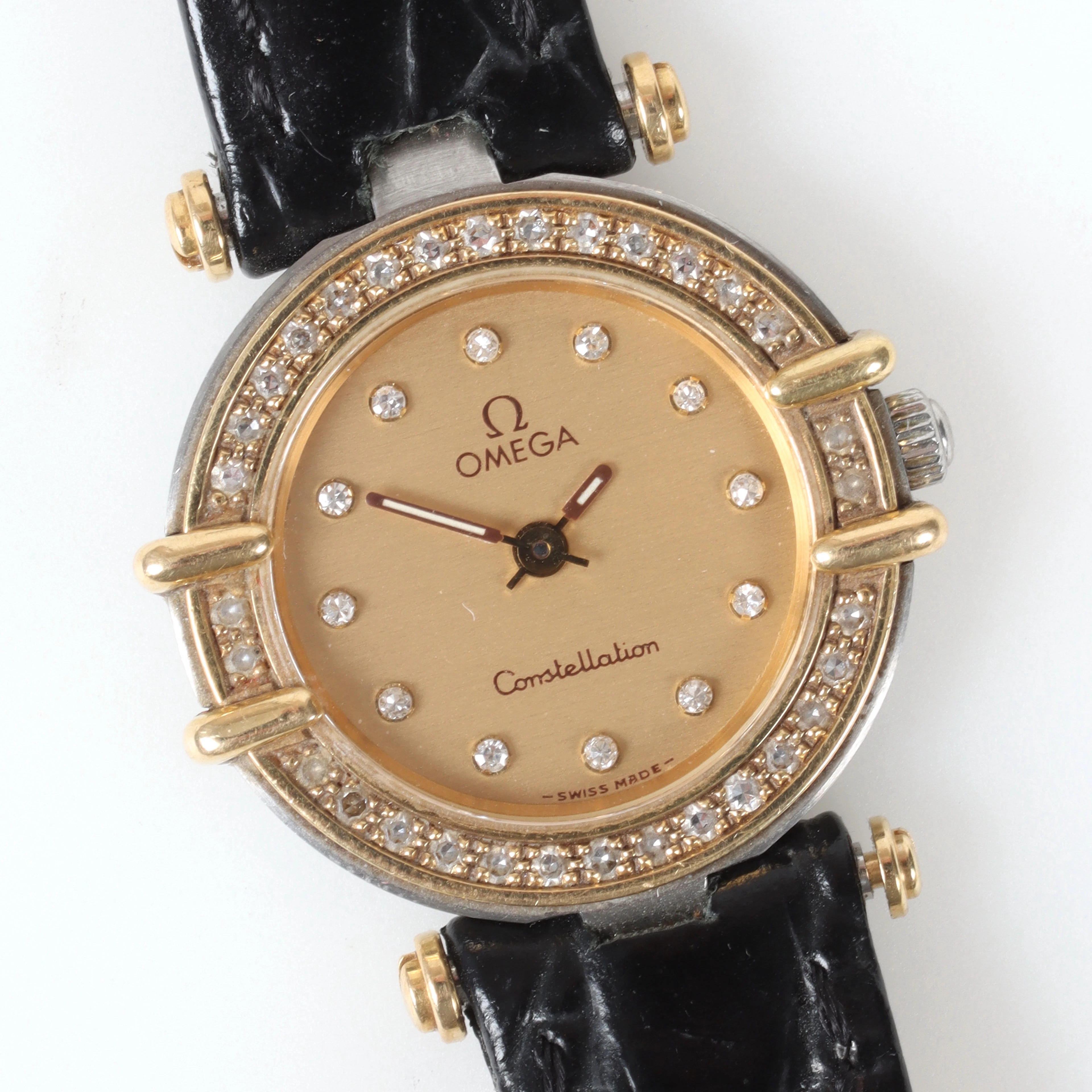 OMEGA, Damarmbandsur, Constellation, quartz, guld/stål med åttkantslipade