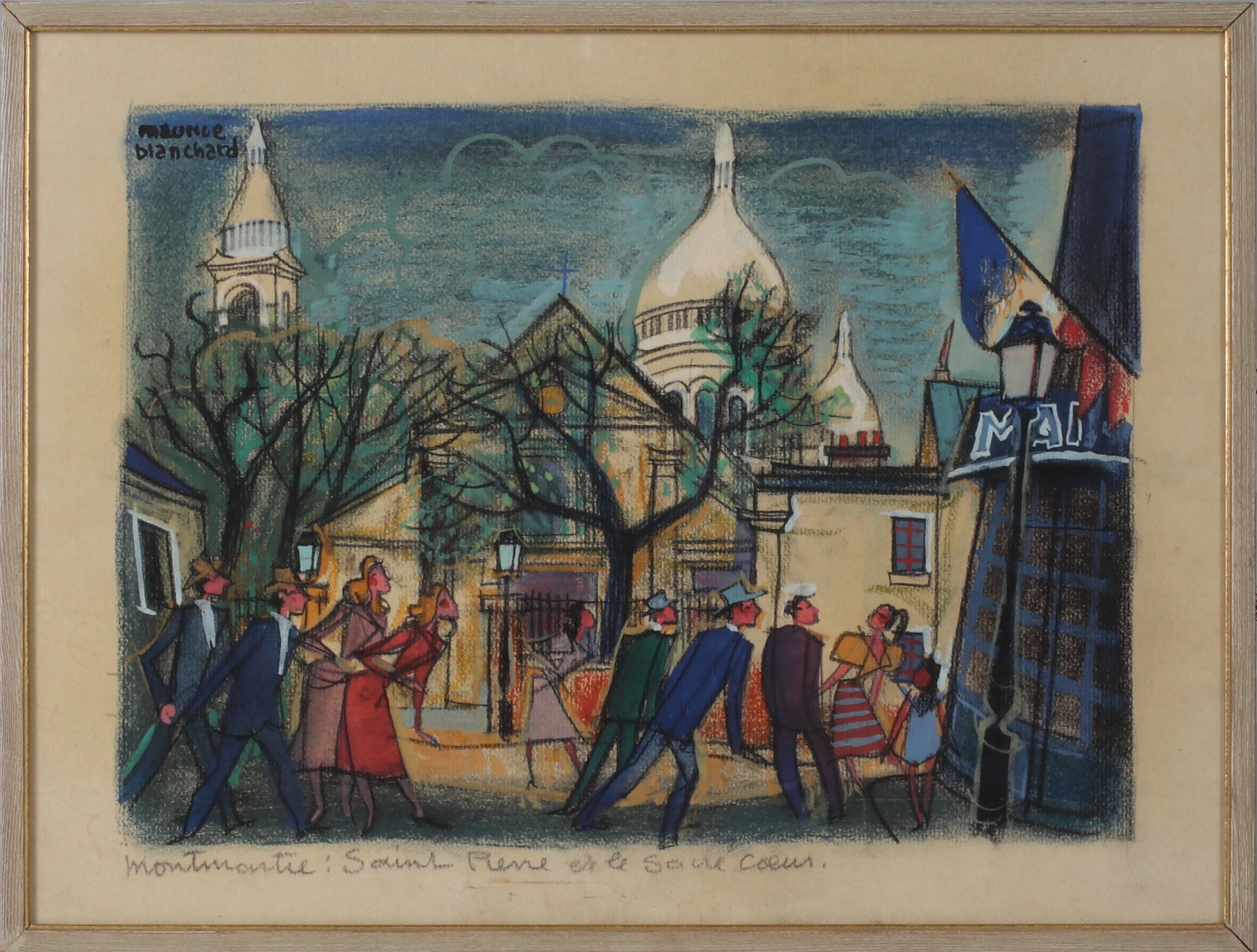 MAURICE BLANCHARD. Motiv från Montmartre, pastell, signerad.