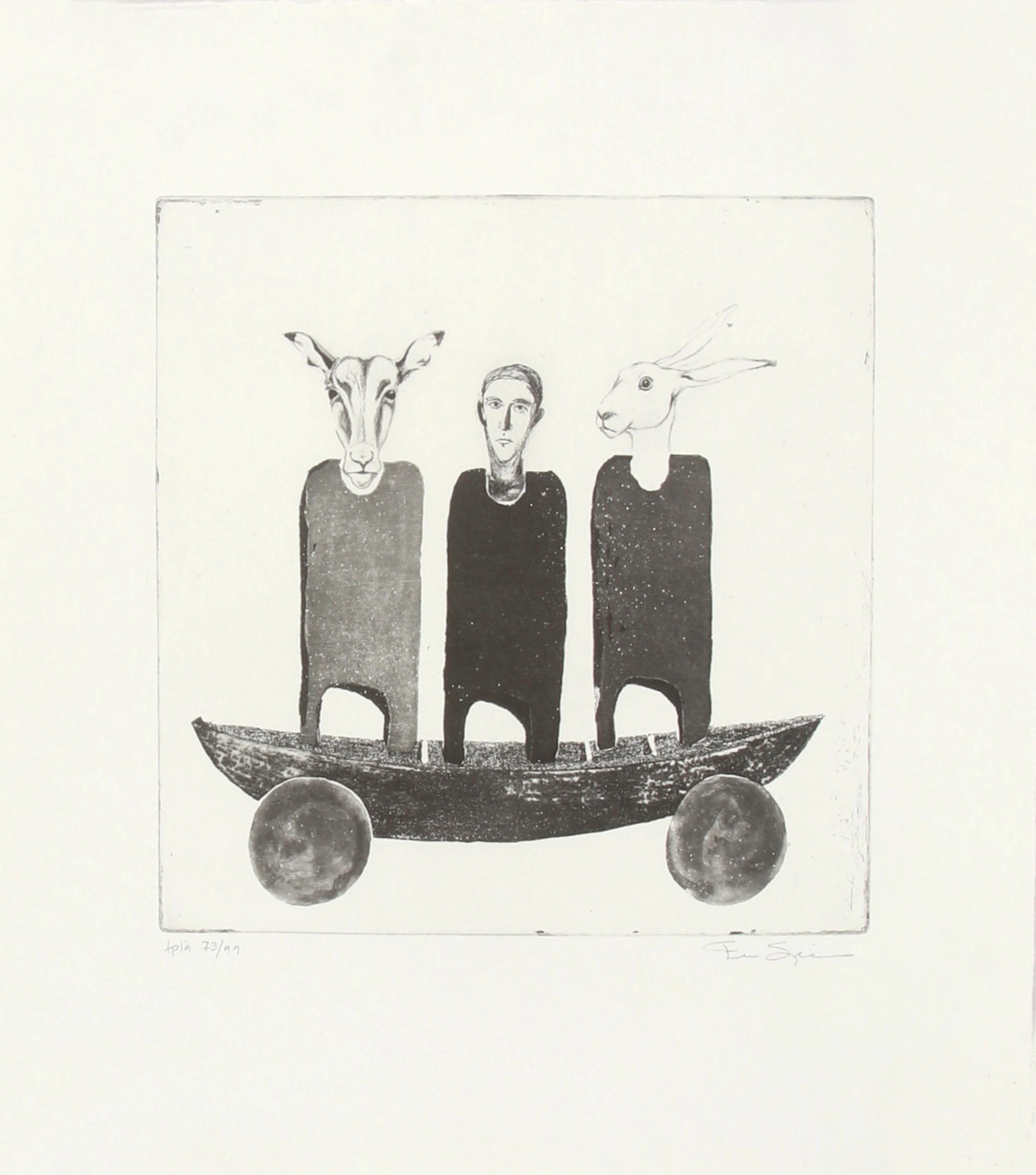 EVA SPIKBACKA. Fotopolymer/etsning, "Arken", numrerad 73/99.