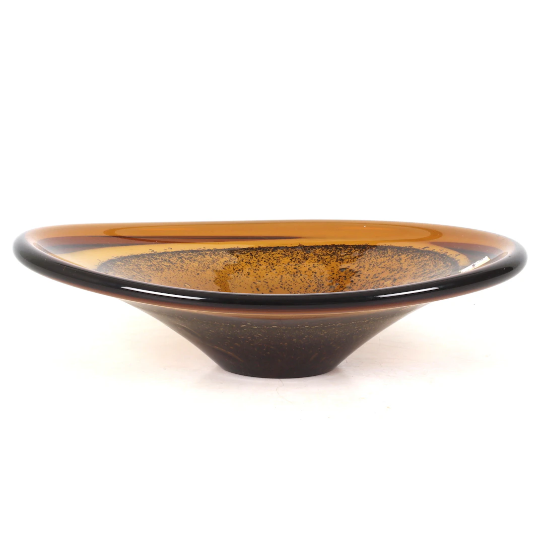 BENGT ORUP. Skål, "Stromboli", glas, Hyllinge Glasbruk.