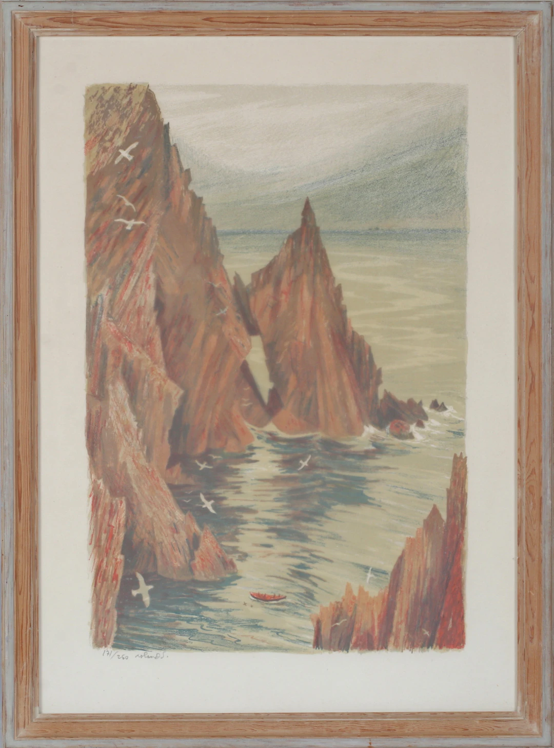 ROLAND SVENSSON. "Västra klipporna Fair Isle", färglitografi, signerad