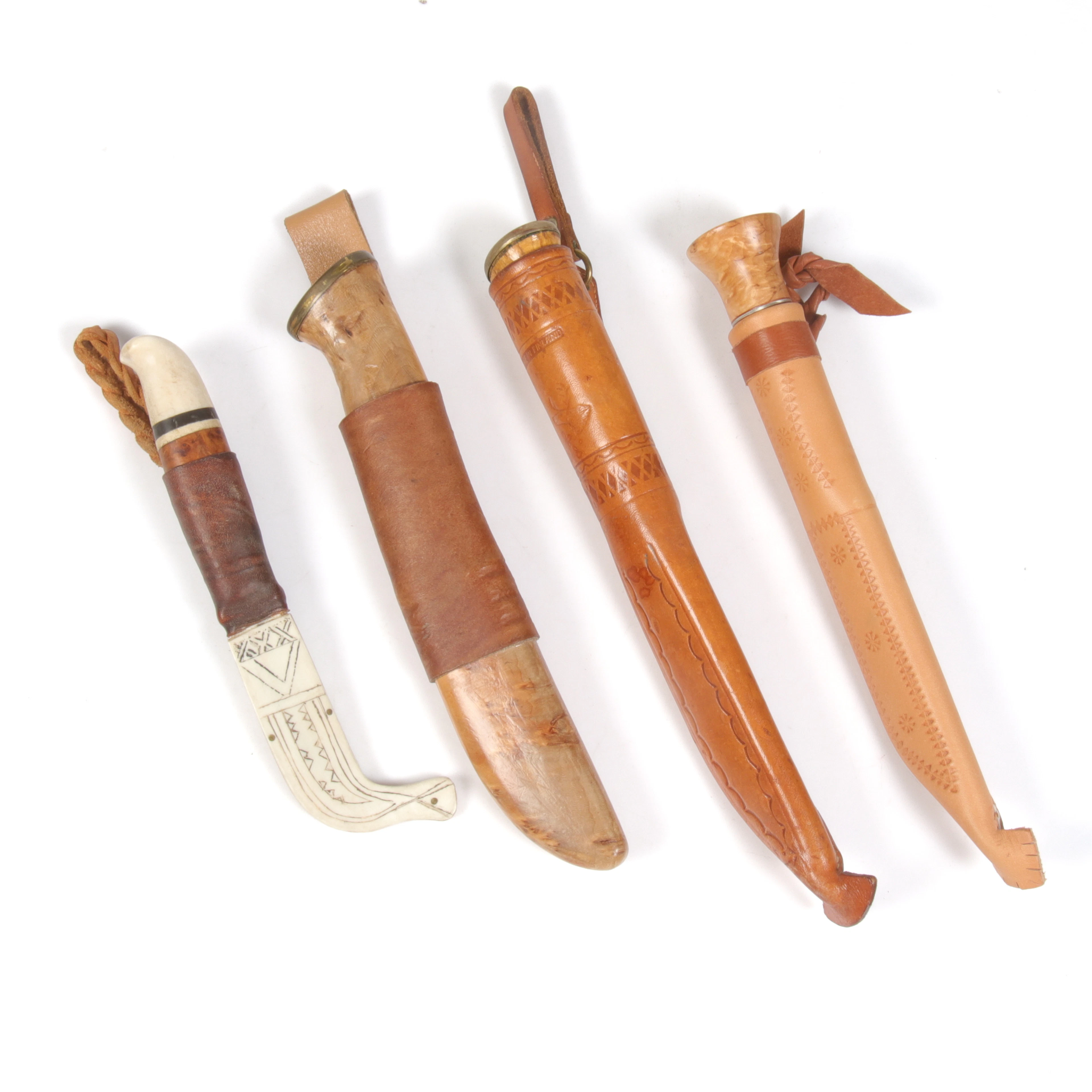 KNIVAR, 4 st, bl.a. samekniv, signerad TJ. J.Marttiini, Made in Finland.