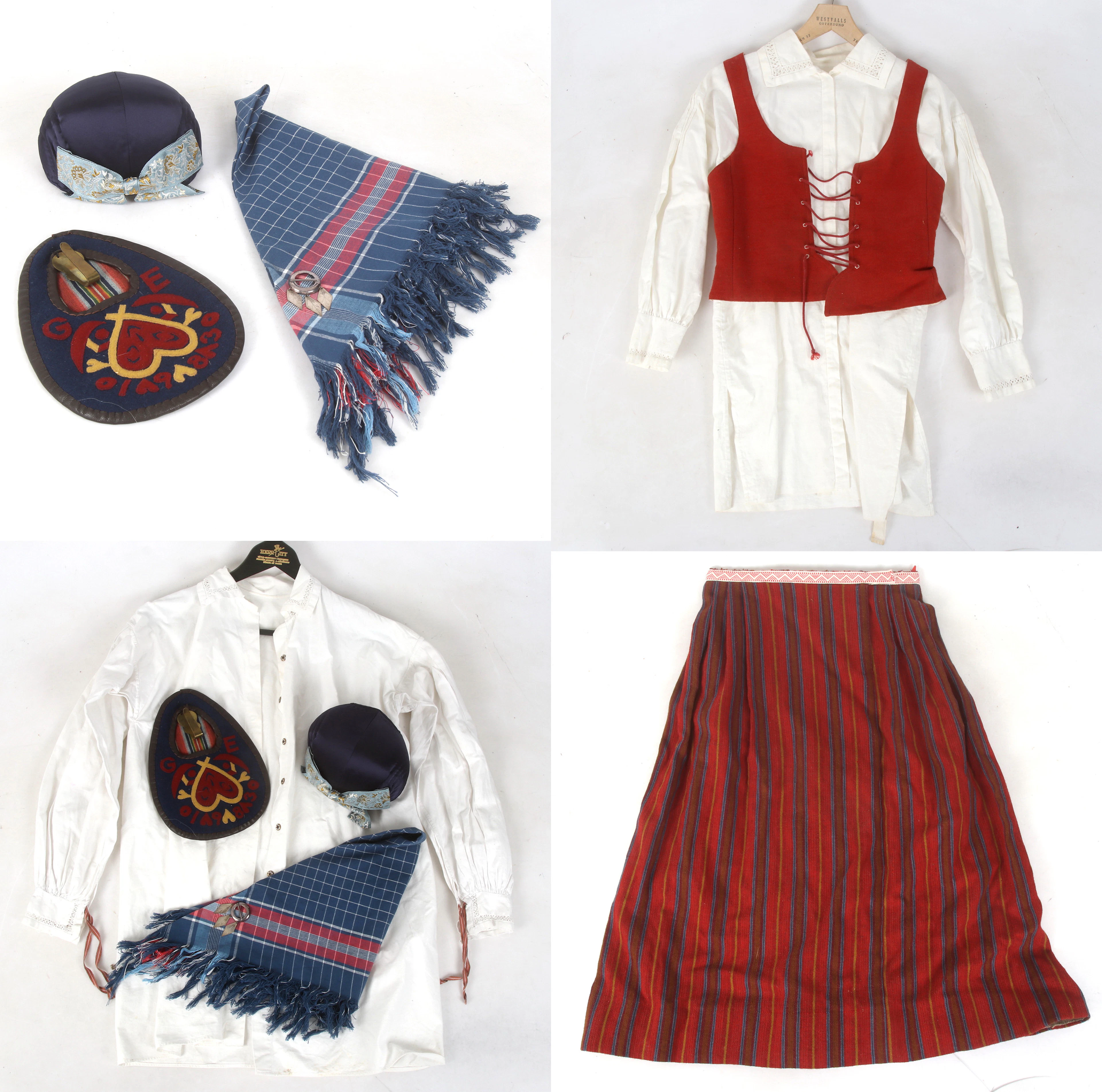 FOLKDRÄKTSDELAR, 8 delar. Ångermanland.