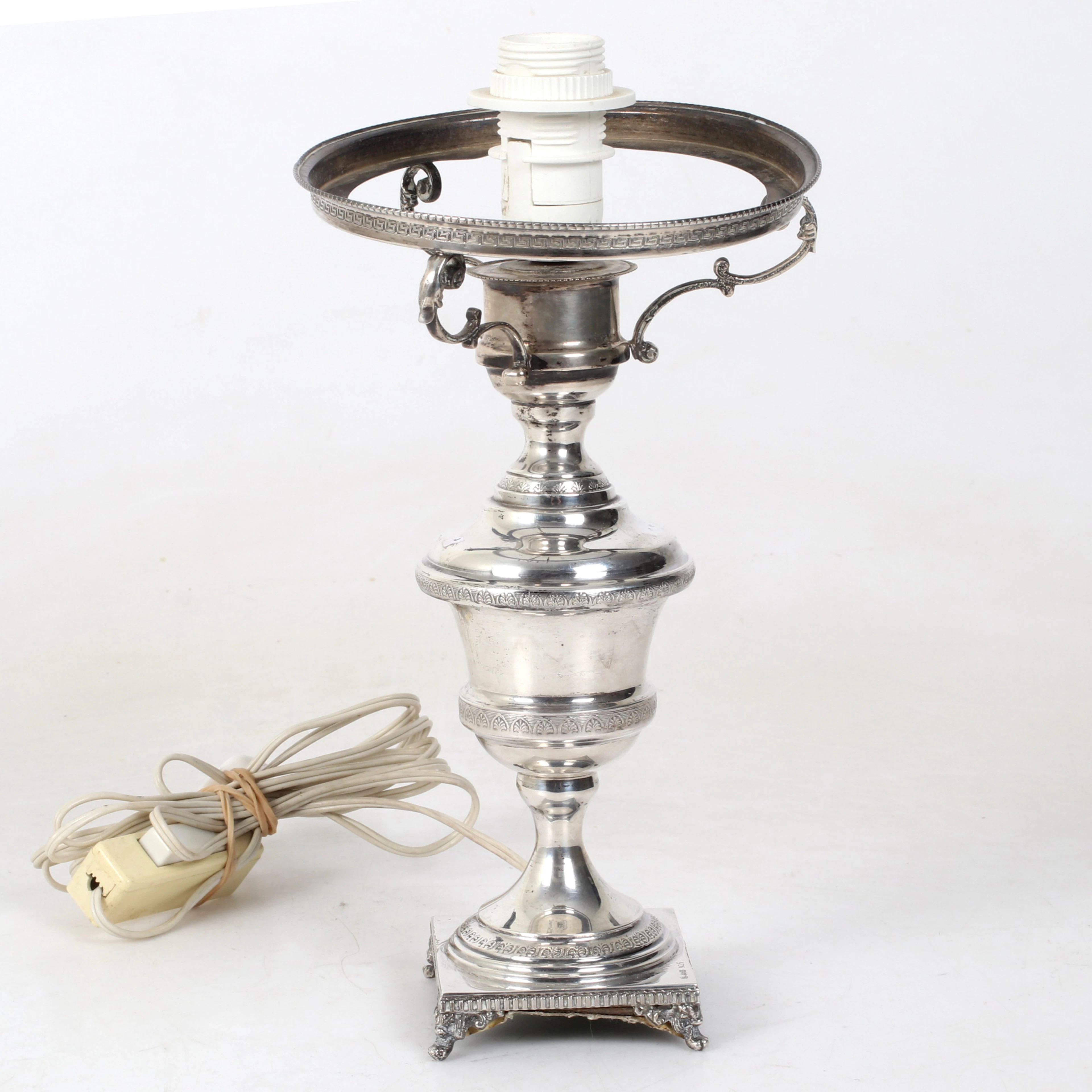 BORDSLAMPA, sterlingsilver, 1900-tal.