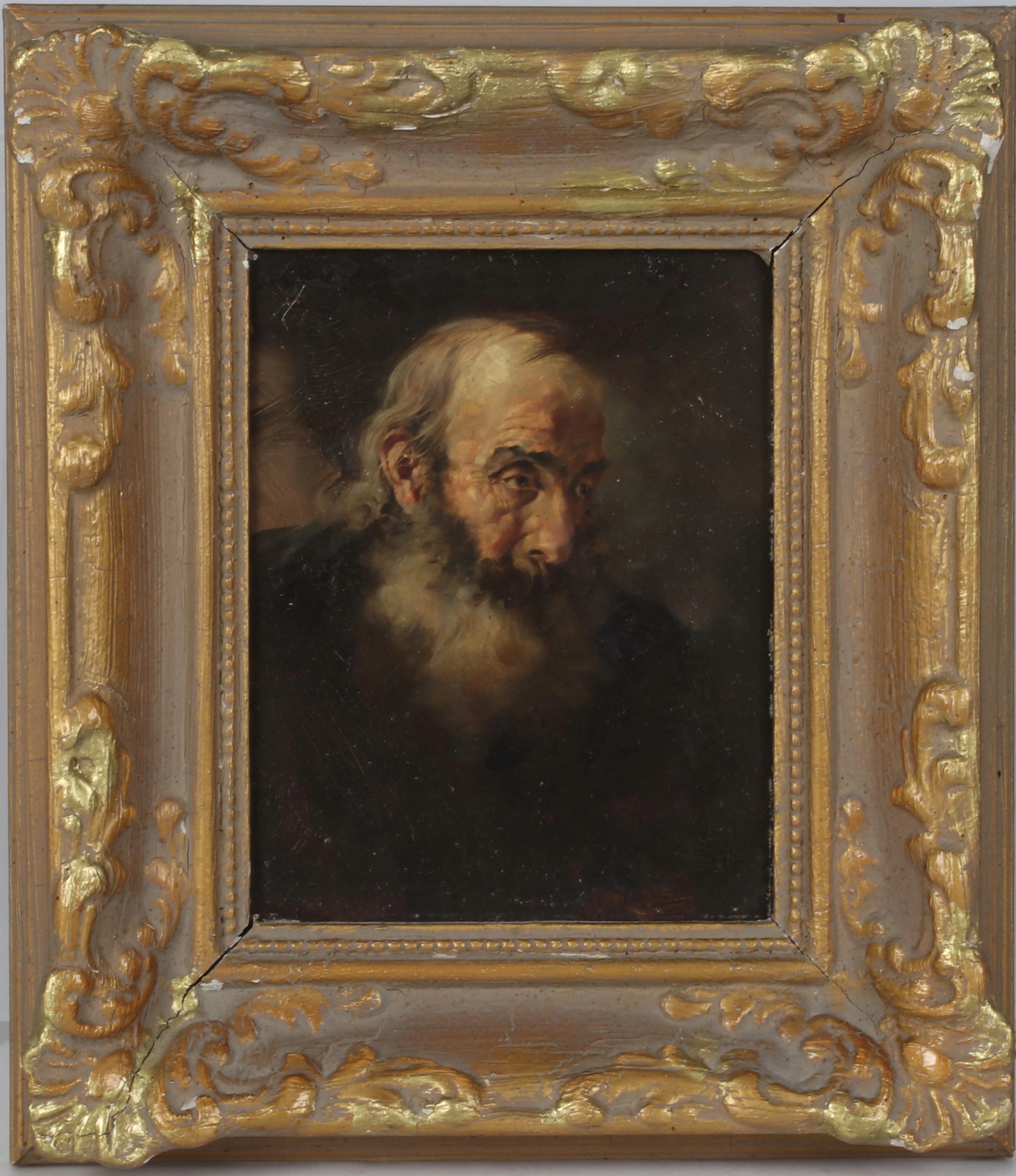 OIDENTIFIERAD KONSTNÄR. Mansstudie, olja på pannå, osignerad, 1800-talets