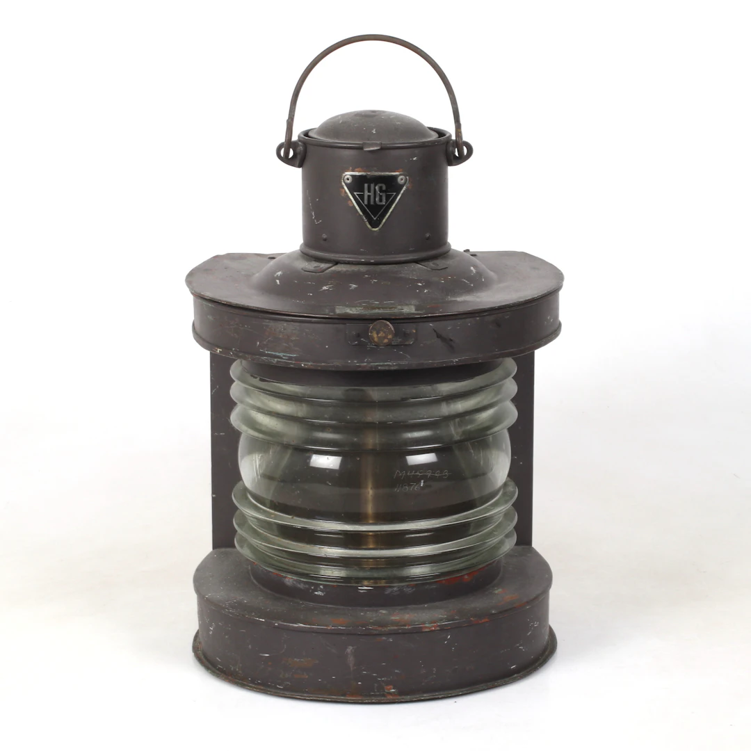 LANTERNA, koppar och glas, märkt HG, 1900-tal.