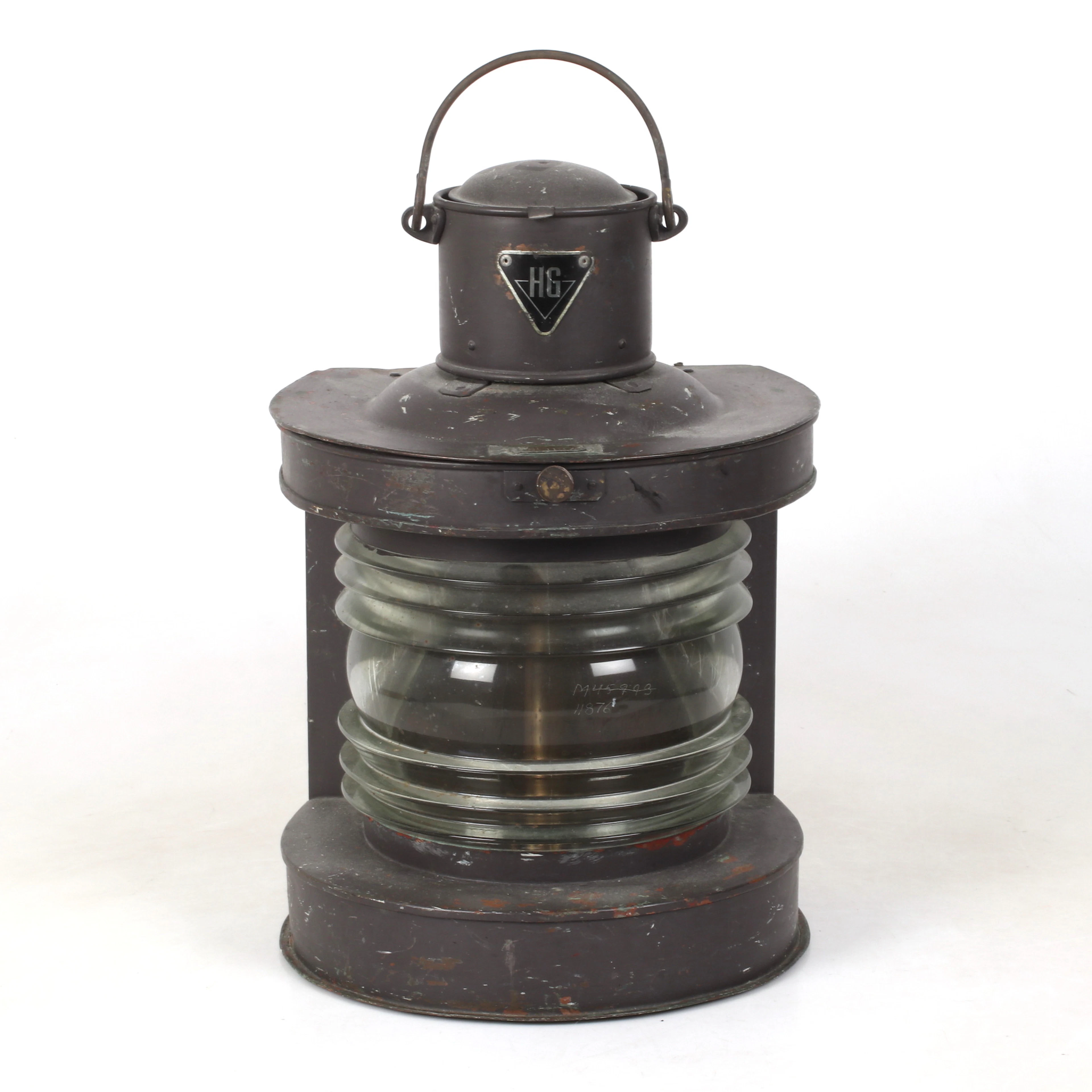 LANTERNA, koppar och glas, märkt HG, 1900-tal.