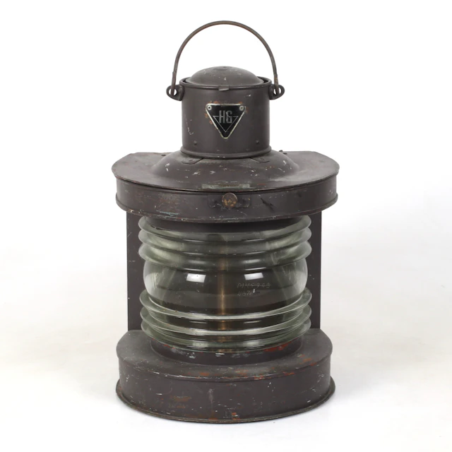 LANTERNA, koppar och glas, märkt HG, 1900-tal.