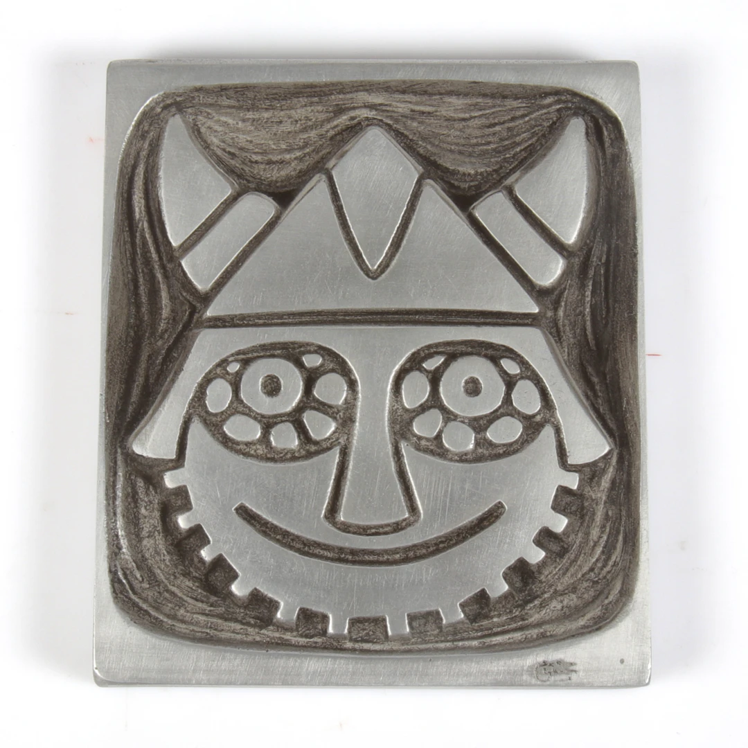 VÄGGRELIEF, viking, metall. 1900-tal.