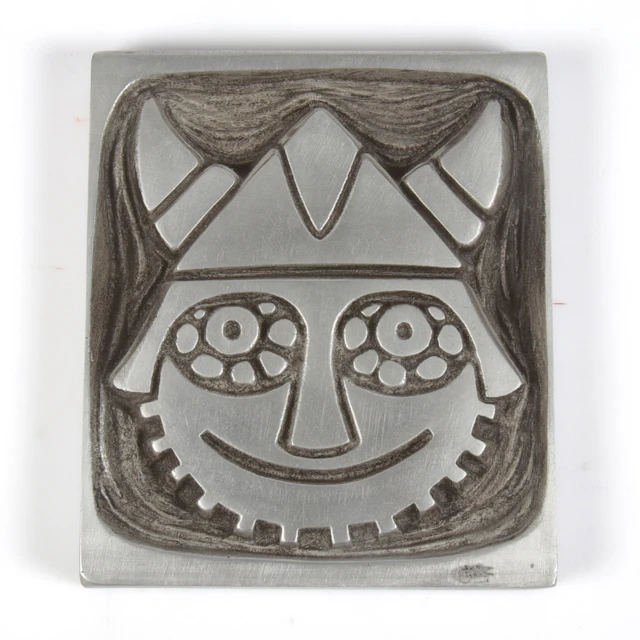 VÄGGRELIEF, viking, metall. 1900-tal.