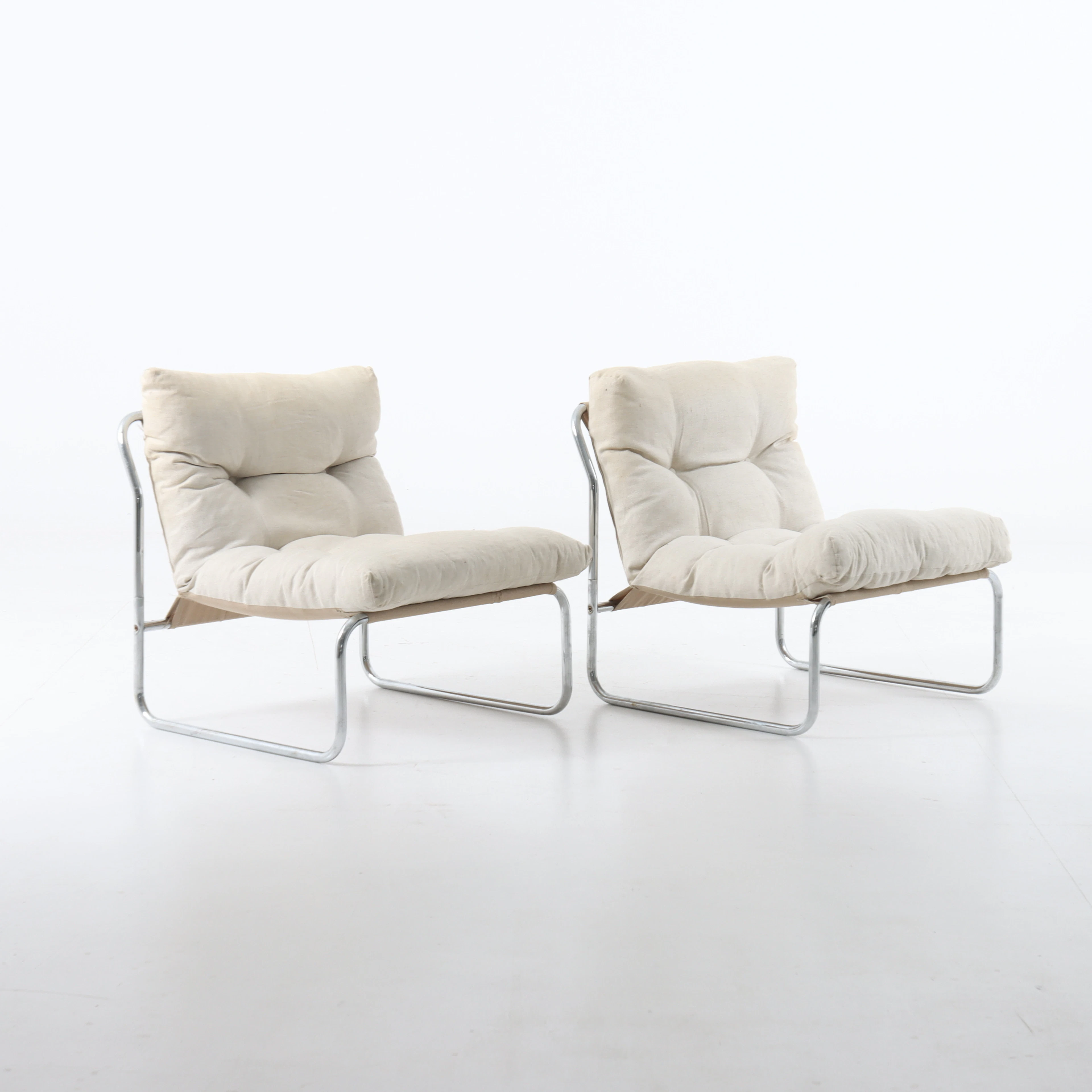 GILLIS LUNDGREN. Fåtöljer, 1 par, "Pixi", stålrör, IKEA, 1970-tal.