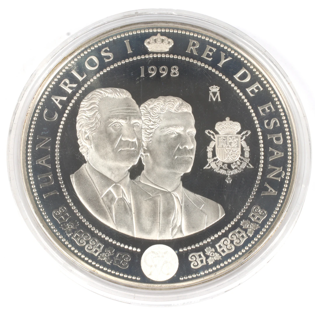 SILVERMEDALJ, 925/1000, 10 000 Peseta, Juan Carlos I, Spanien. 1998.