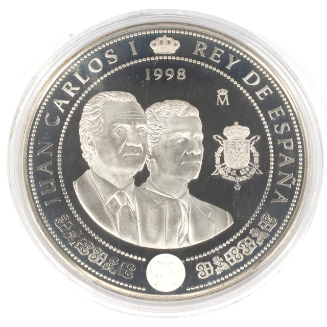 SILVERMEDALJ, 925/1000, 10 000 Peseta, Juan Carlos I, Spanien. 1998.