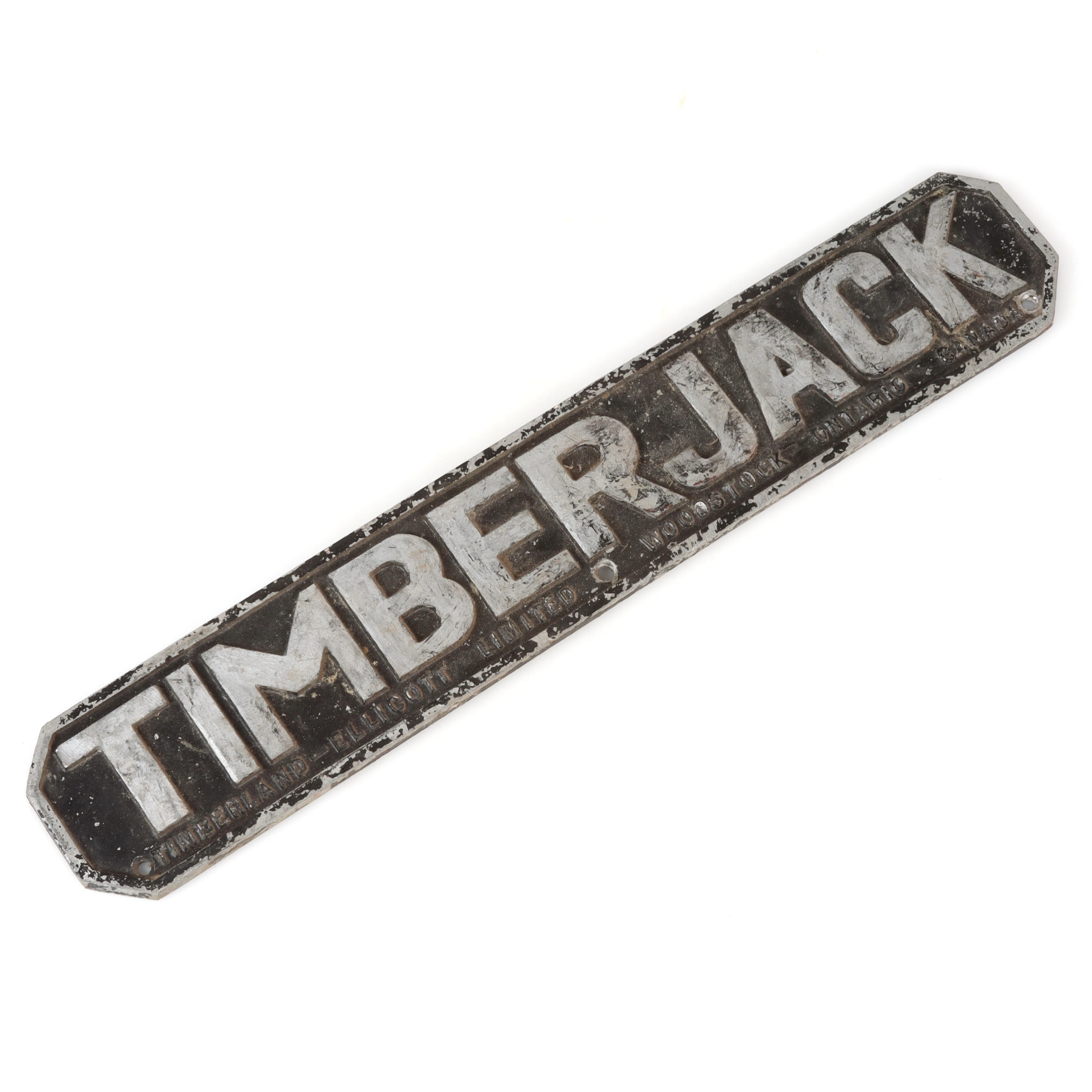 SKYLT, Timberjack, Canada, aluminium, 1900-tal.