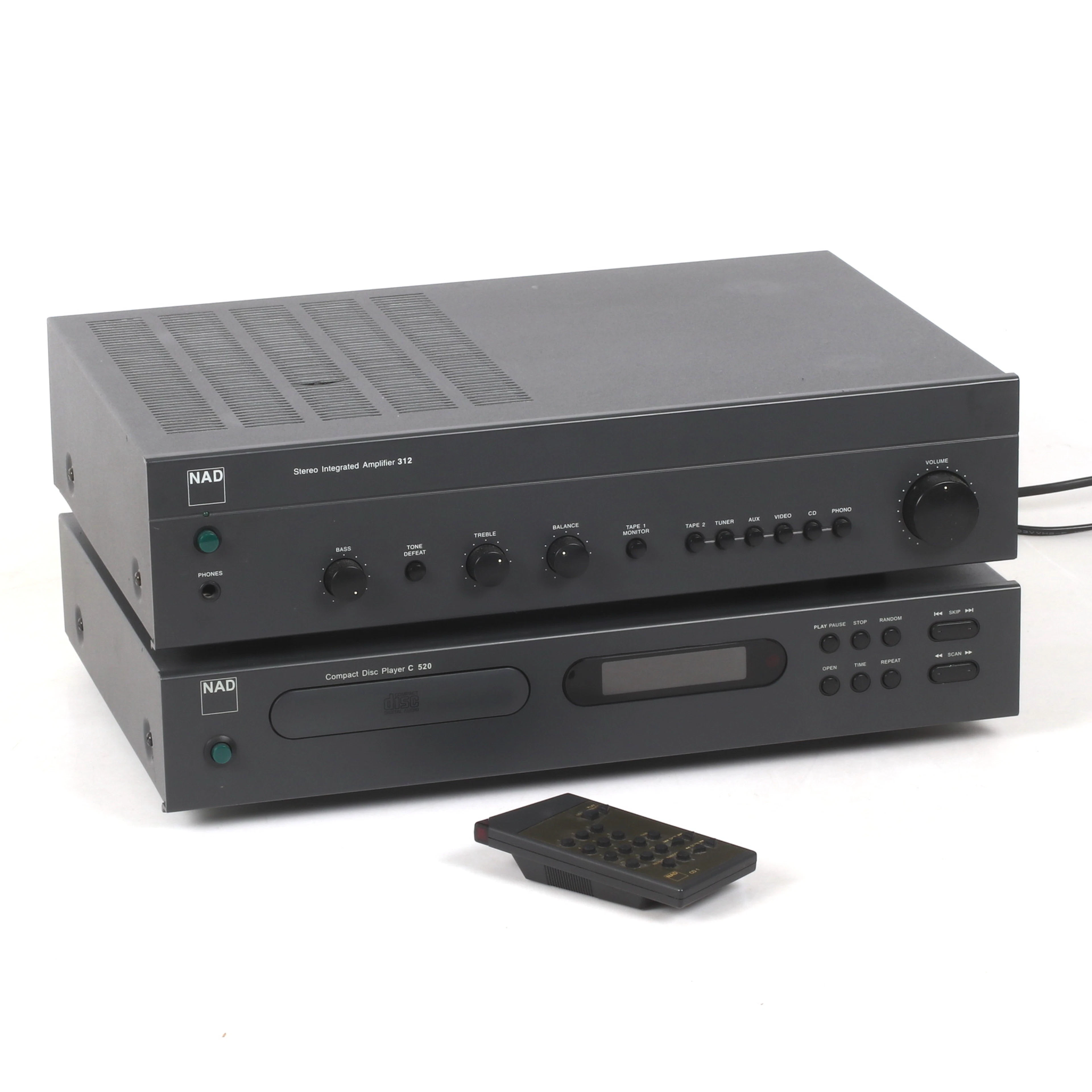 FÖRSTÄRKARE och CD SPELARE, NAD amplifier 312, NAD C 520, 1900-talets