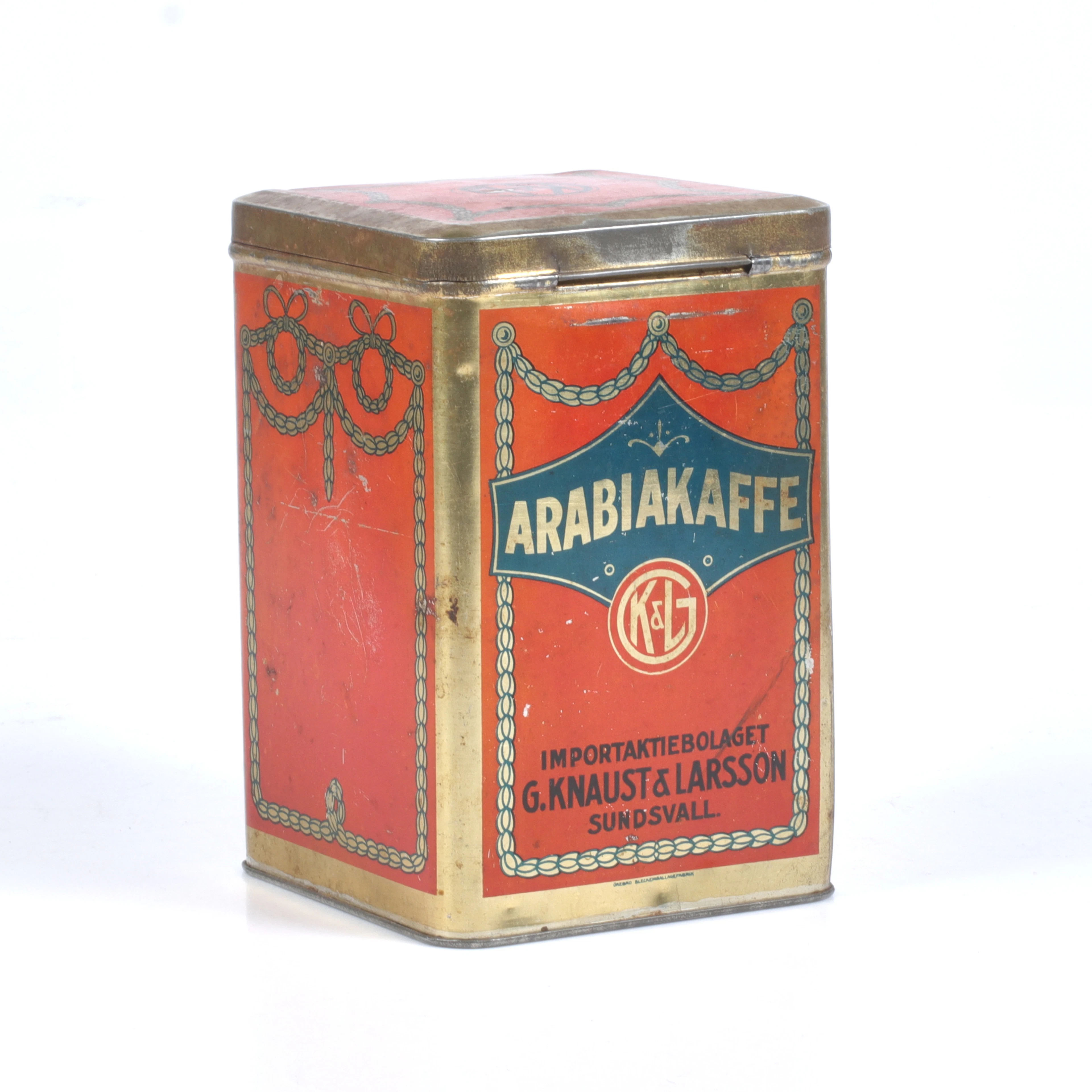 PLÅTBURK. litograferad plåt, "Arabiakaffe", Importaktiebolaget G.