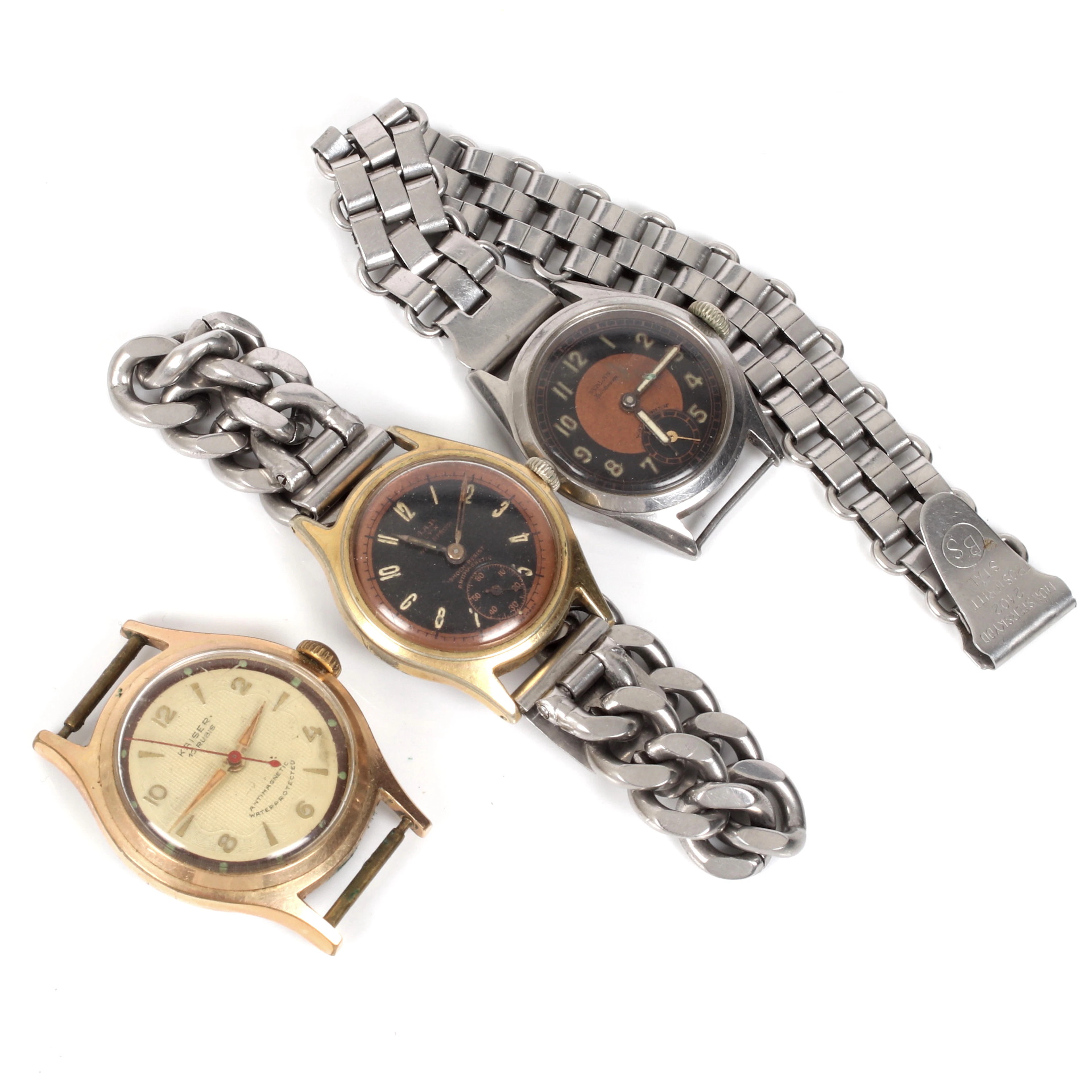ARMBANDSUR, 3 st, Kaiser, J.A.B och Svalan, 1900-tal.