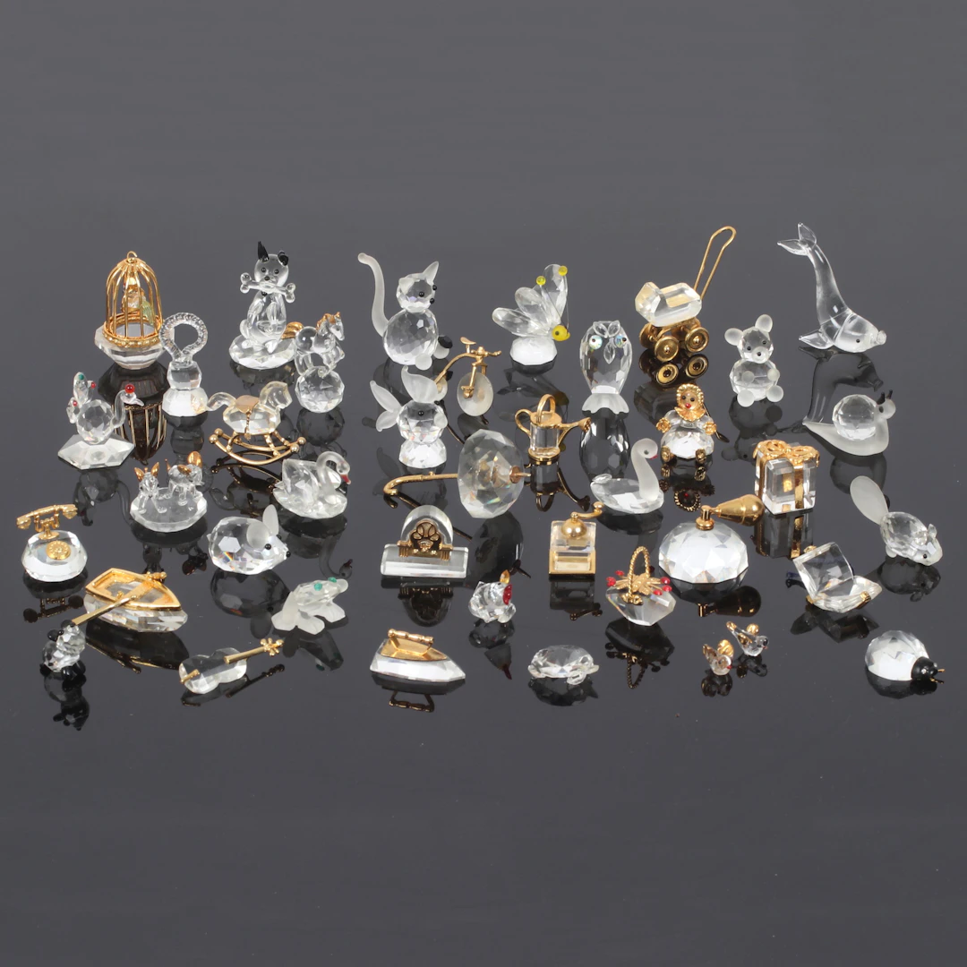 MINIATYRER, samling, ca 40 st. Swarovski kristall, Österrike.