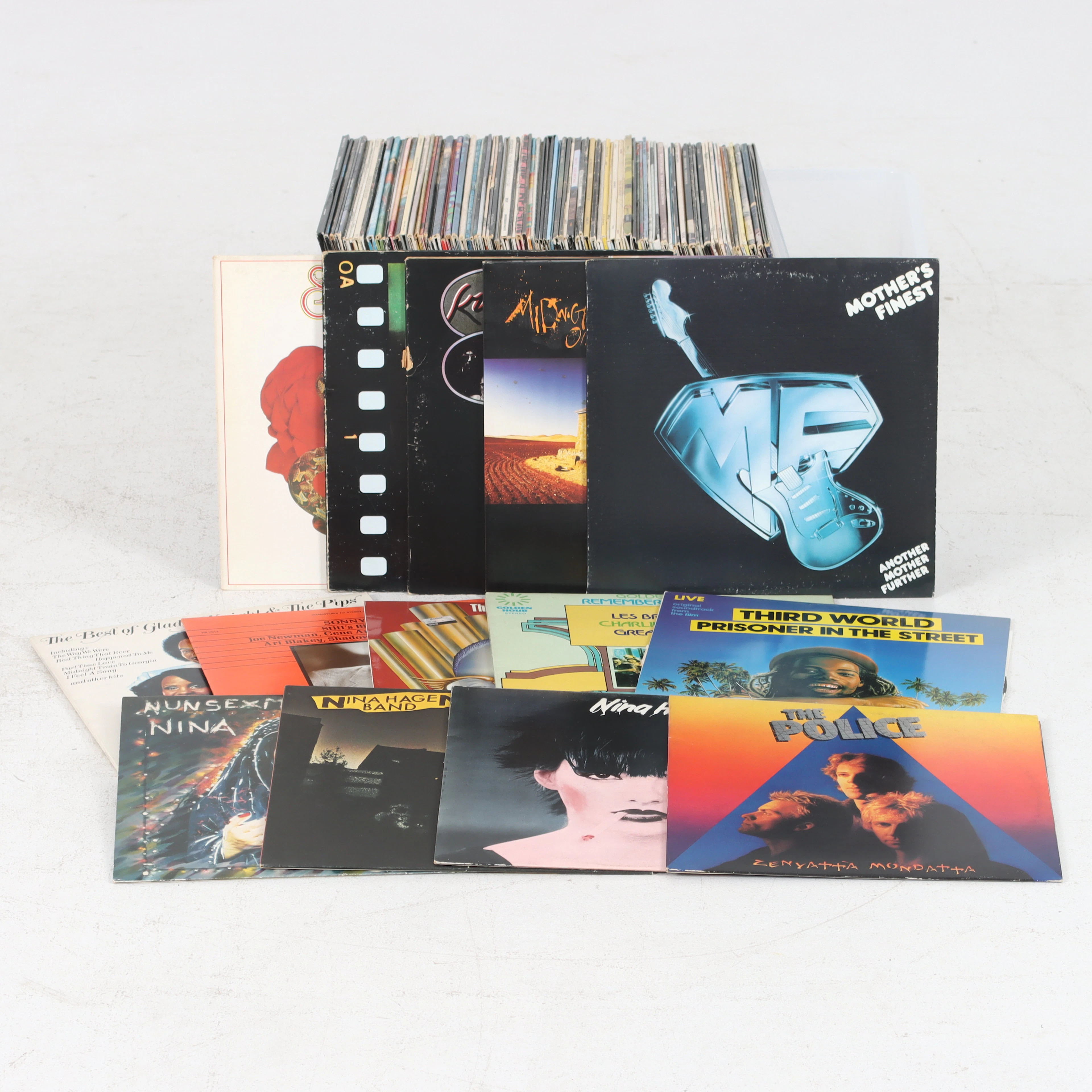 LP-SKIVOR, ca 100 st, bl.a. Yes, Brand X, Pink Floyd, Santana, Genesis