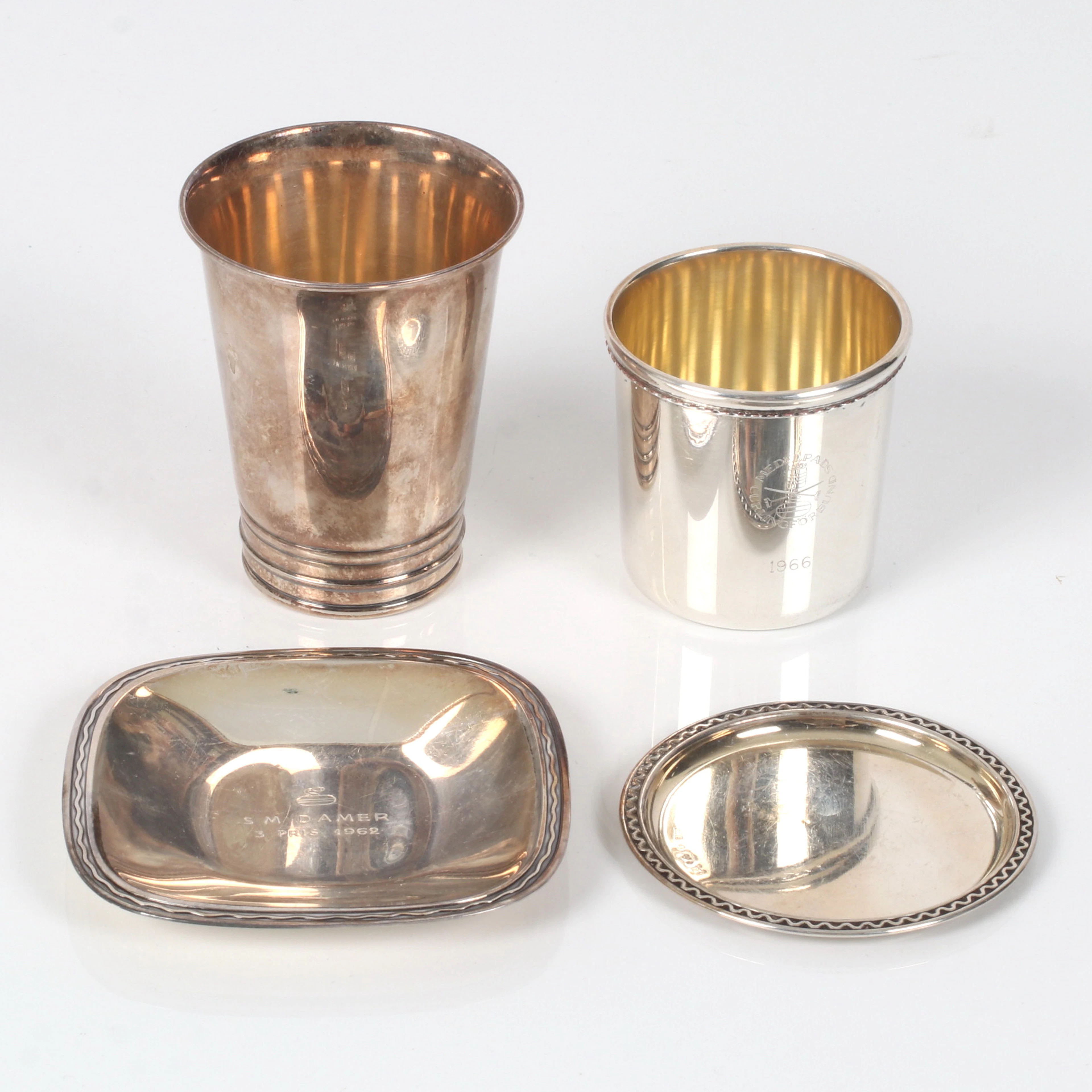 PRISPOKALER/FAT, 4 st, silver, 1900-tal.